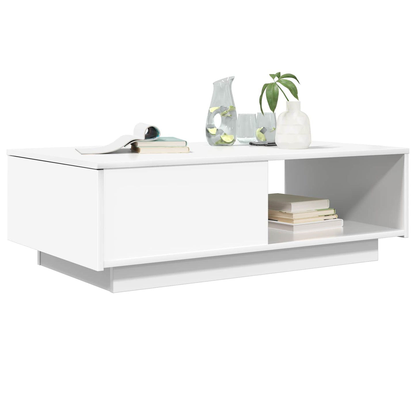 Kaffebord med skuff Hvit 95 x 55 x 31 cm Konstruert tre