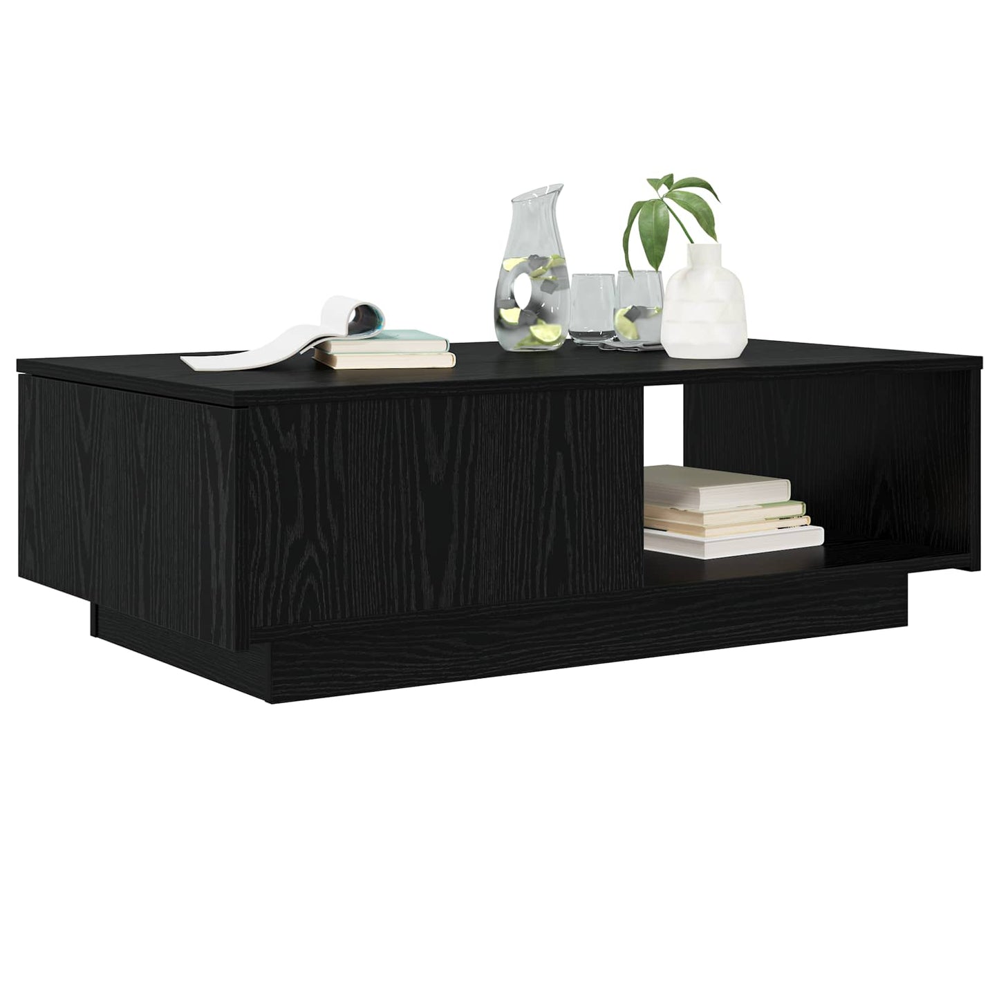 Kaffebord med skuff Svart Eik 95 x 55 x 31 cm Konstruert tre