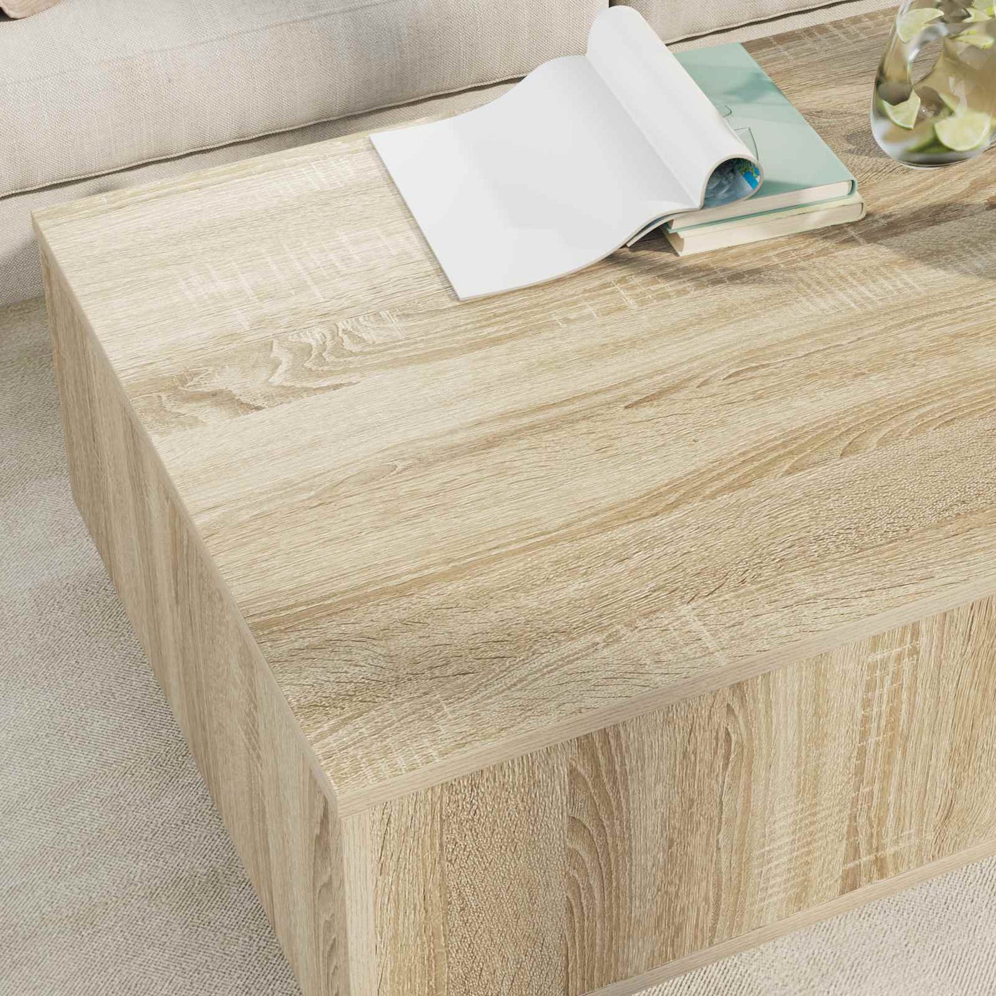 Kaffebord med skuff Sonoma eik 95 x 55 x 31 cm Konstruert tre