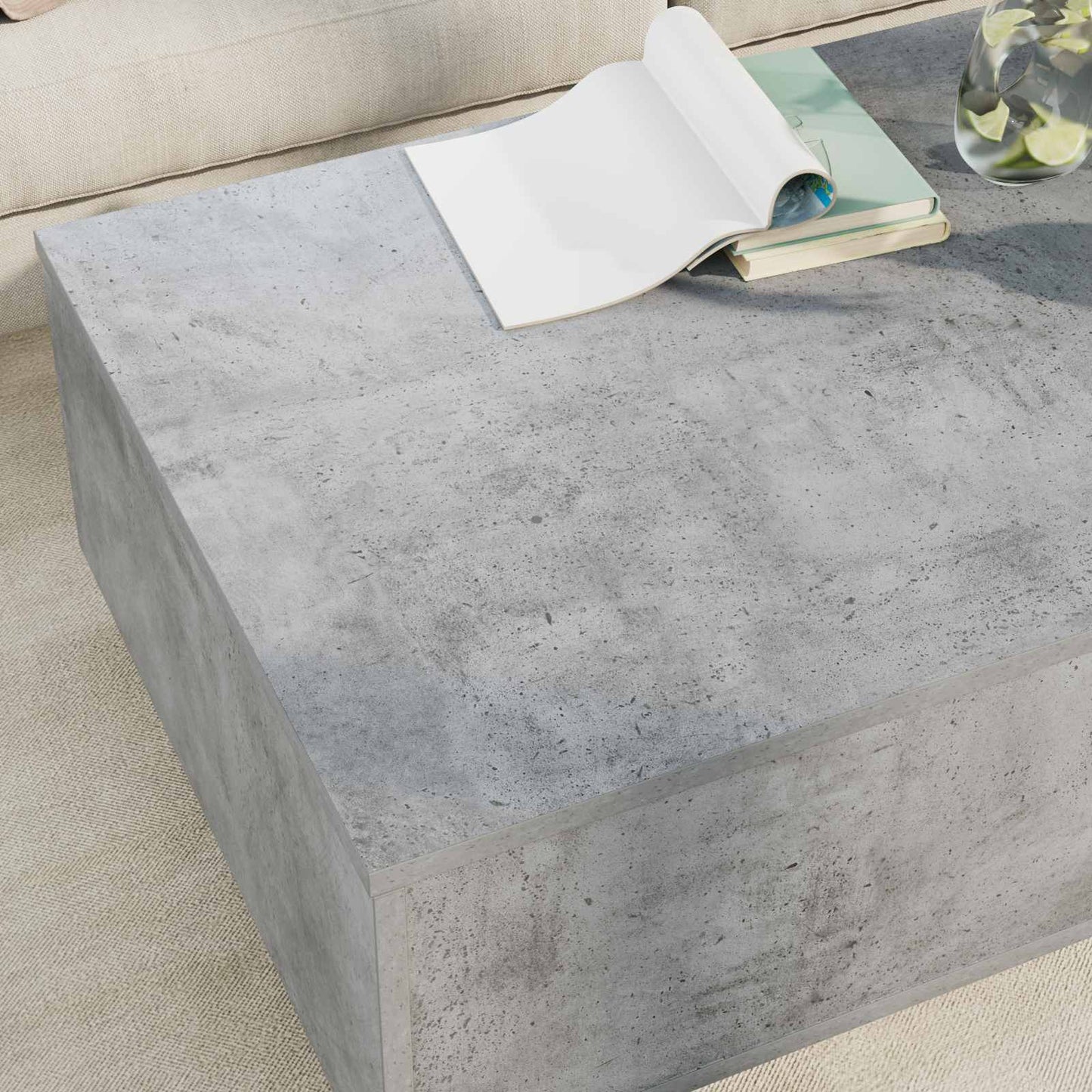 Kaffebord med skuff Betonggrå 95 x 55 x 31 cm Konstruert tre