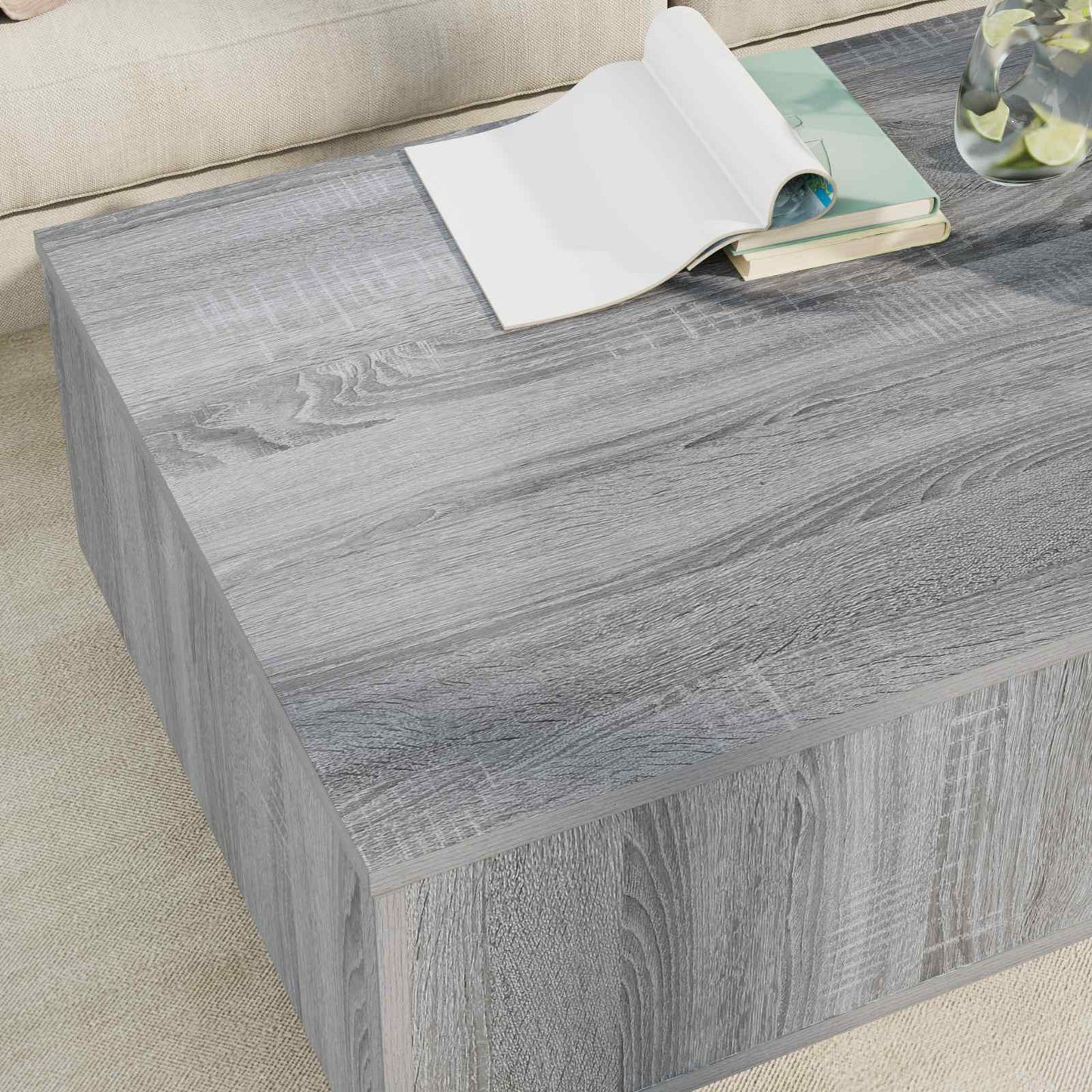 Kaffebord med skuff Grå Sonoma 95 x 55 x 31 cm Konstruert tre