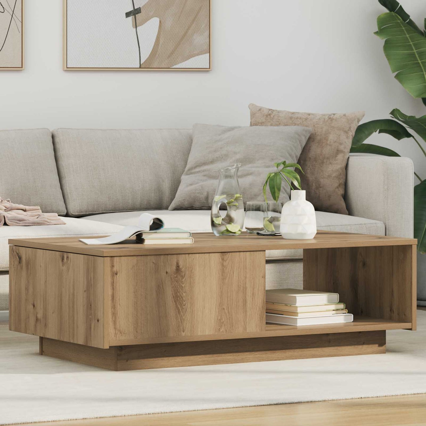 Kaffebord med skuff Artisan Eik 95 x 55 x 31 cm Konstruert tre