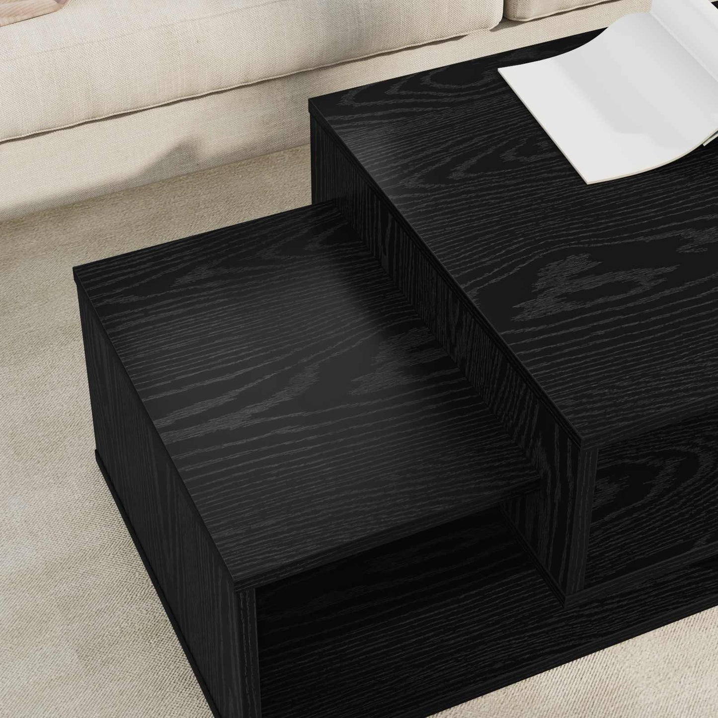Kaffebord Svart Eik 105 x 50 x 32,5 cm Konstruert tre