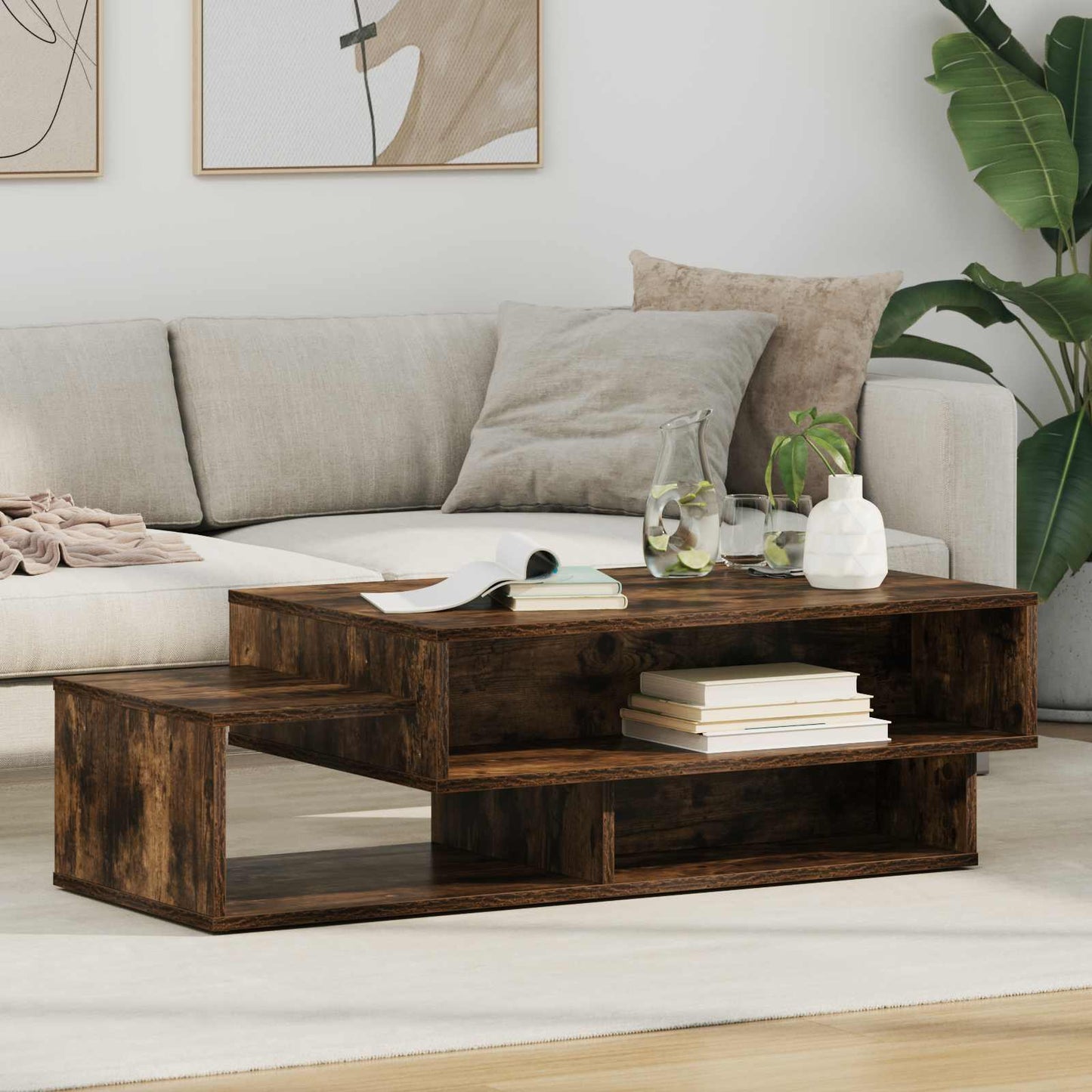 Kaffebord Røkt eik 105 x 50 x 32,5 cm Konstruert tre
