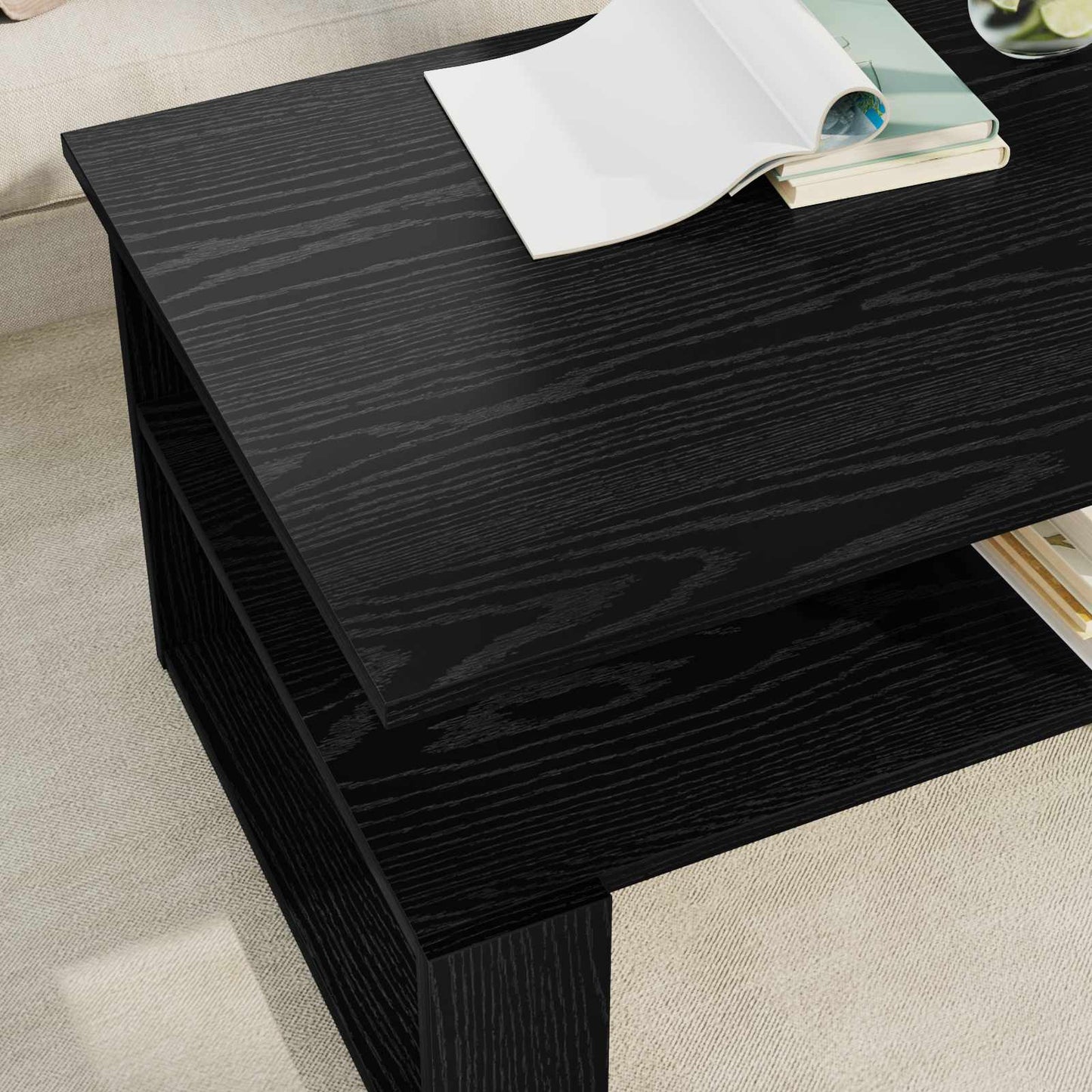 Kaffebord Svart Eik 90 x 50 x 40 cm Konstruert tre