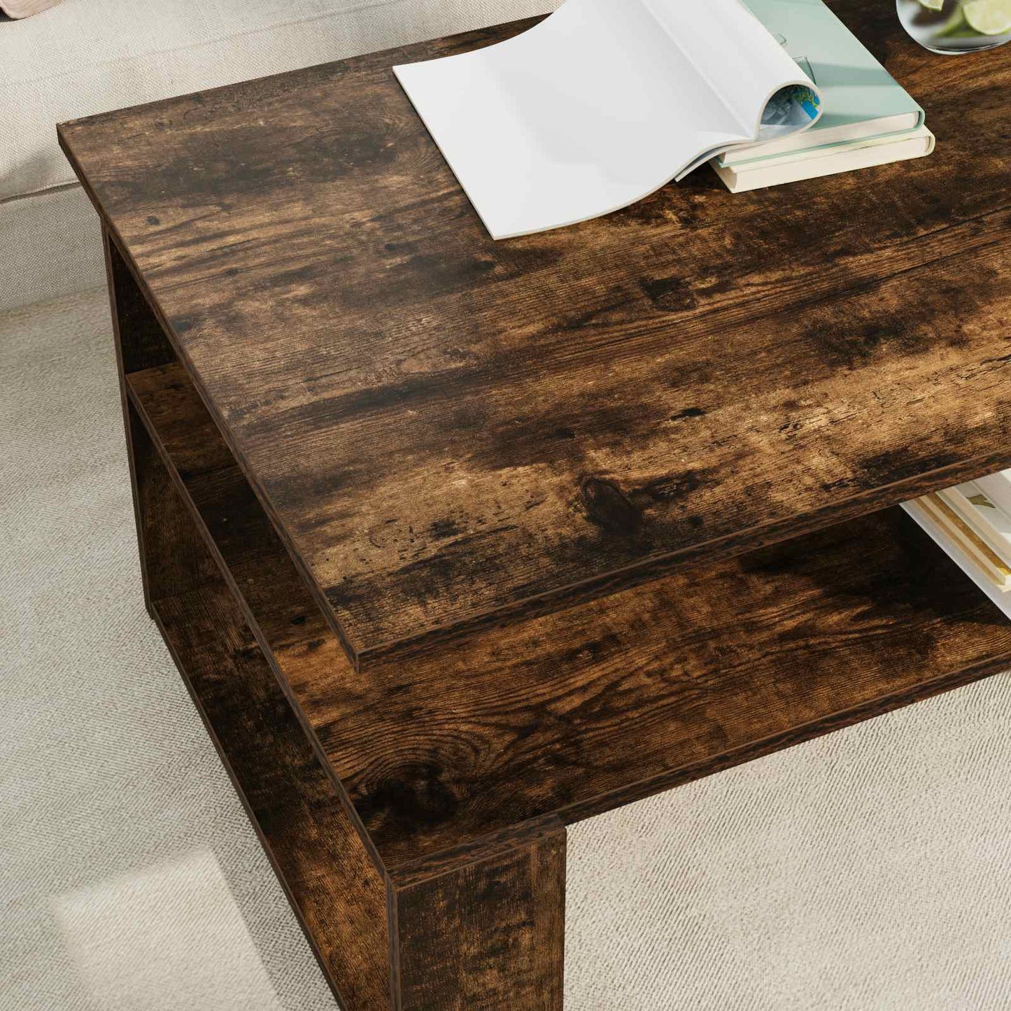 Kaffebord Røkt eik 90 x 50 x 40 cm Konstruert tre