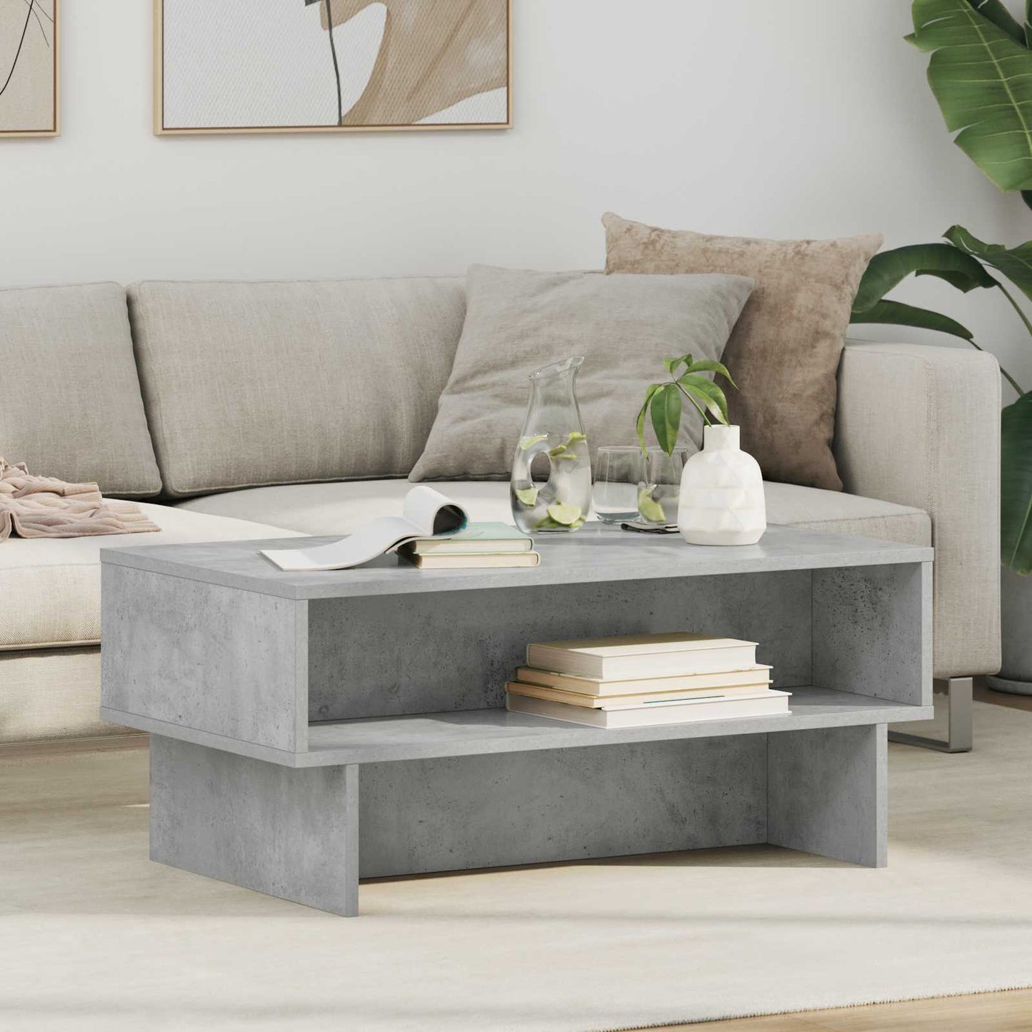 Kaffebord Betonggrå 80 x 46 x 35 cm Konstruert tre