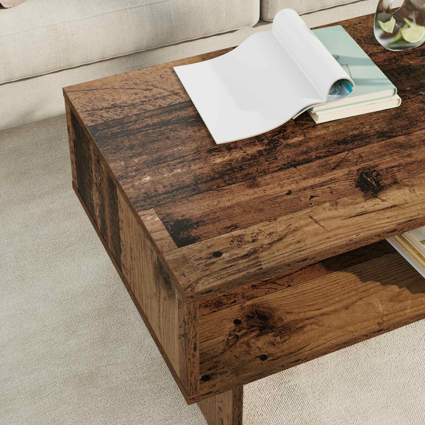 Kaffebord Gammelt tre 80 x 46 x 35 cm Konstruert tre
