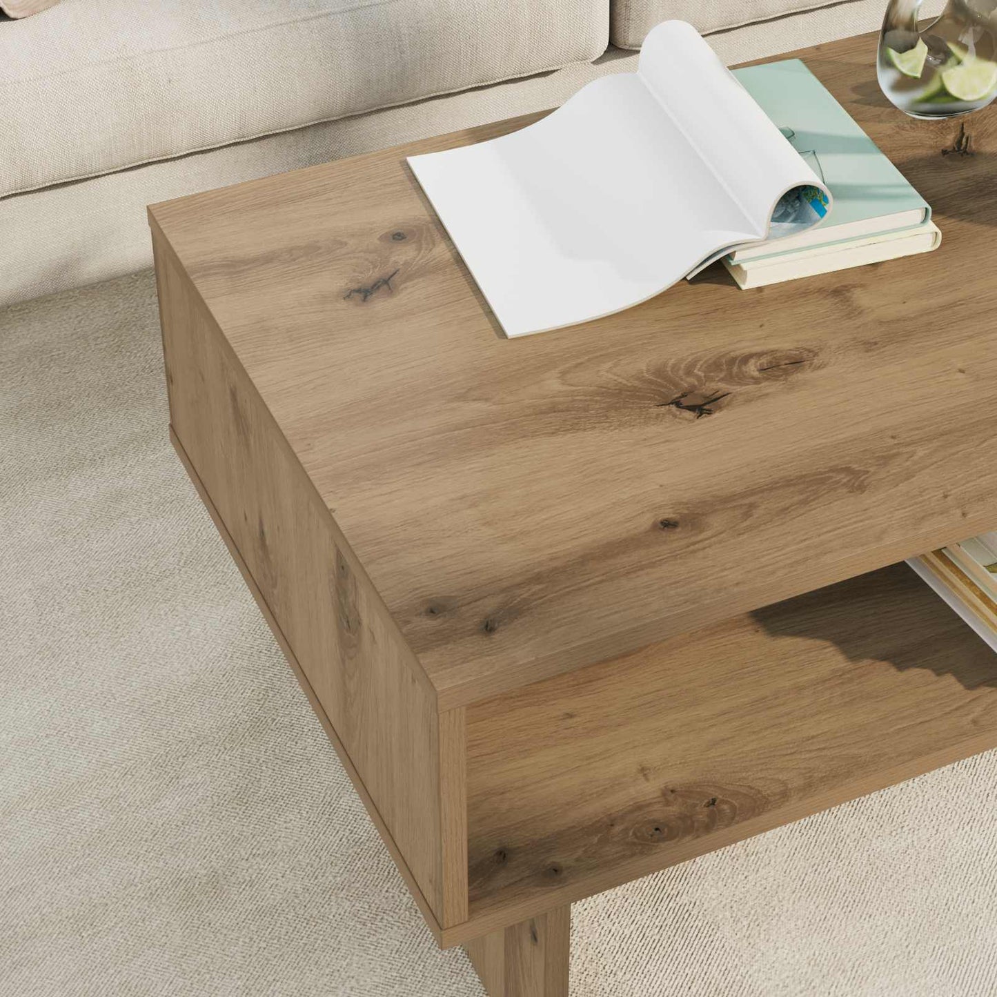 Kaffebord Artisan Eik 80 x 46 x 35 cm Konstruert tre