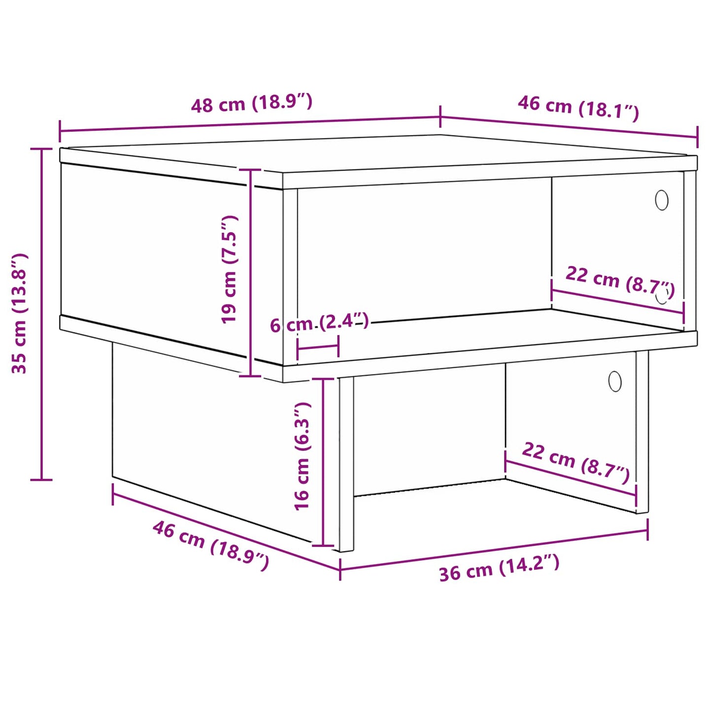 Kaffebord Sonoma eik 48 x 46 x 35 cm Konstruert tre