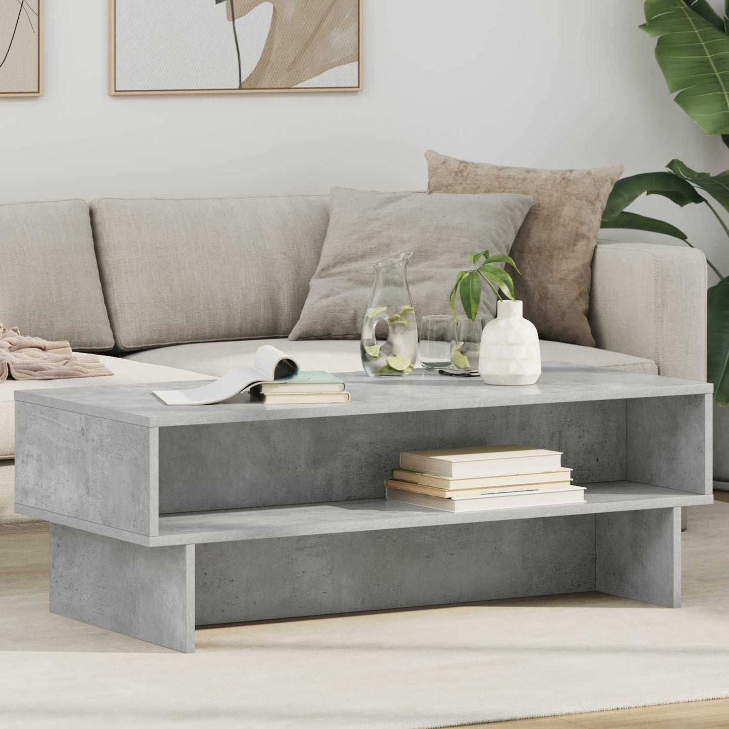 Kaffebord Betonggrå 100 x 46 x 35 cm Konstruert tre