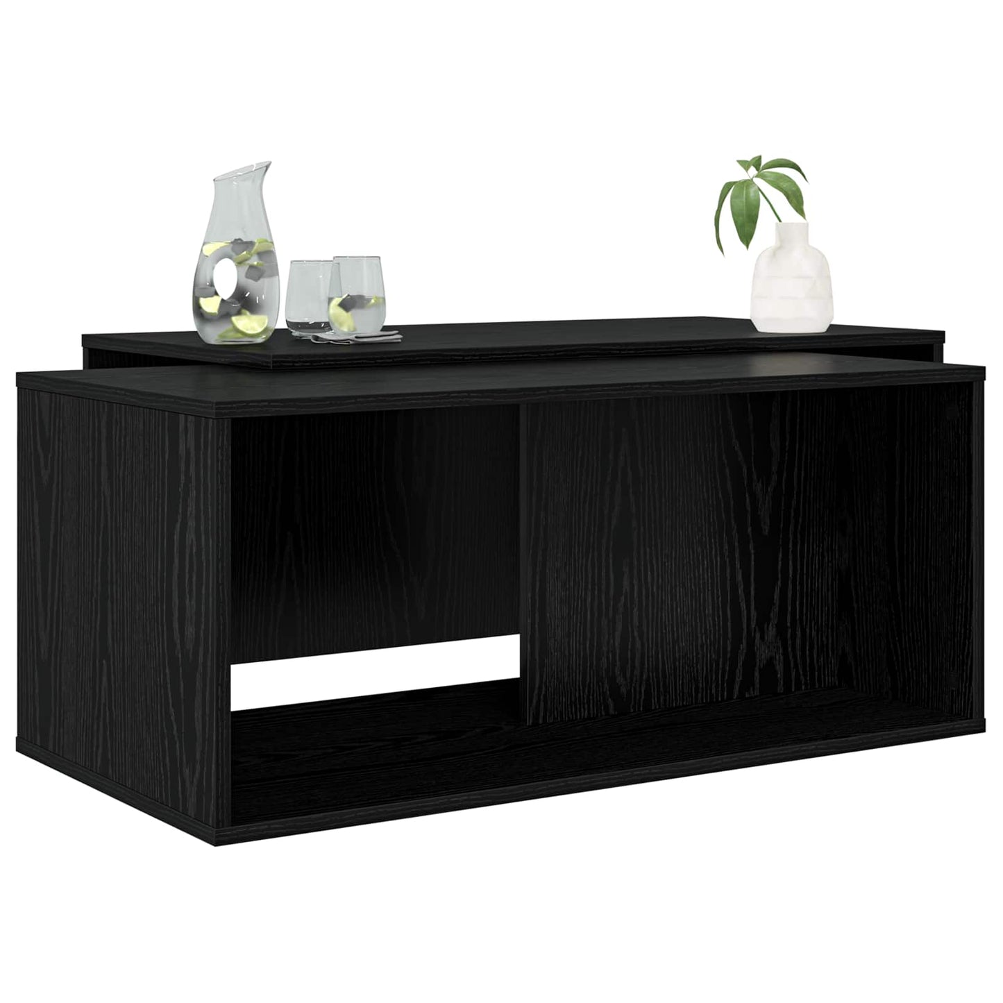 Kaffebord Sett 2 pcs Svart Eik Konstruert tre