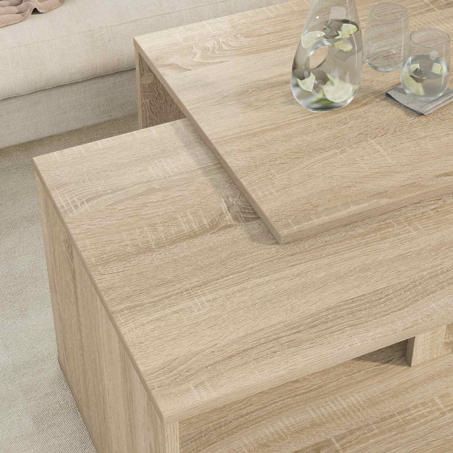 Kaffebord Sett 2 pcs Sonoma eik Konstruert tre