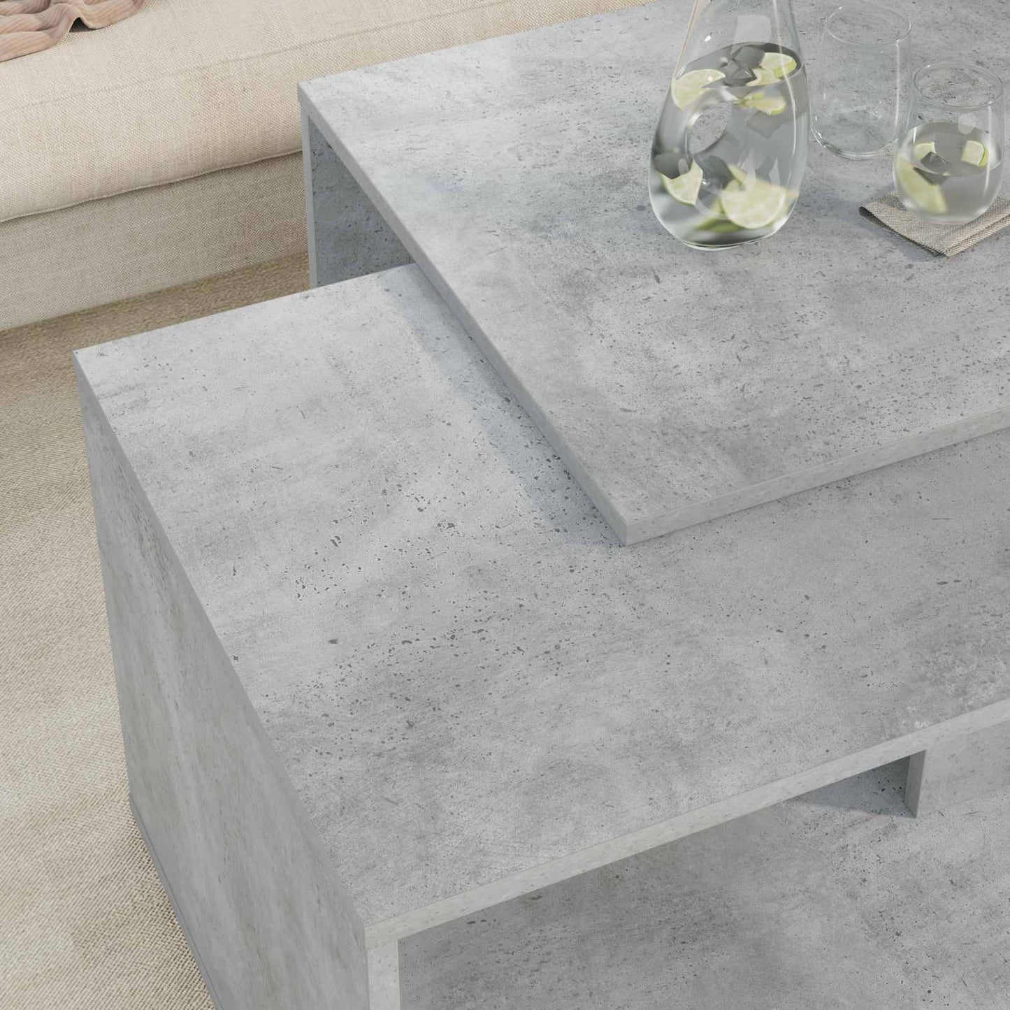 Kaffebord Sett 2 pcs Betonggrå Konstruert tre