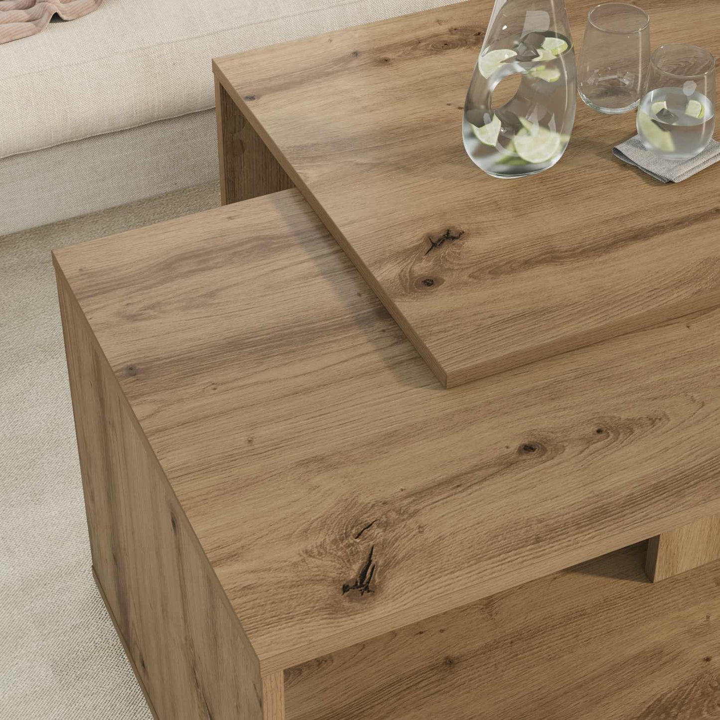 Kaffebord Sett 2 pcs Artisan Eik Konstruert tre