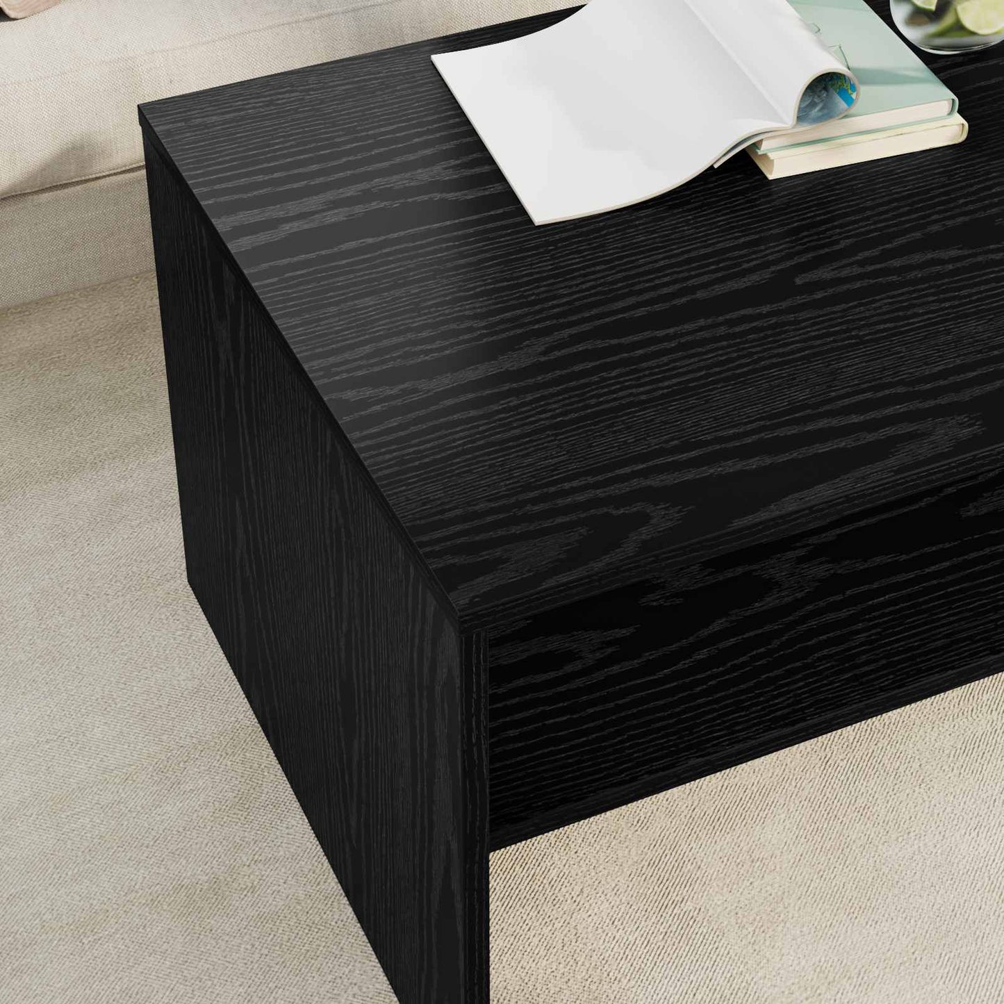 Kaffebord Svart Eik 80 x 50 x 40 cm Konstruert tre