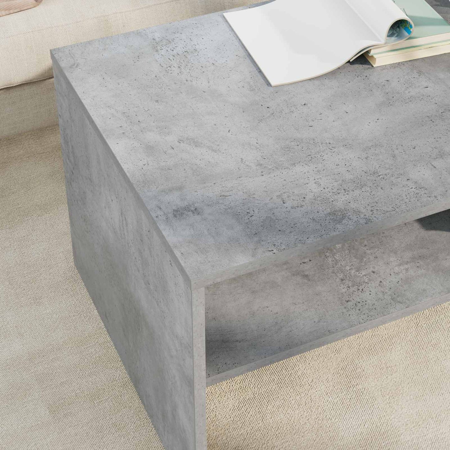 Kaffebord Betonggrå 100 x 50 x 40 cm Konstruert tre vidaXL