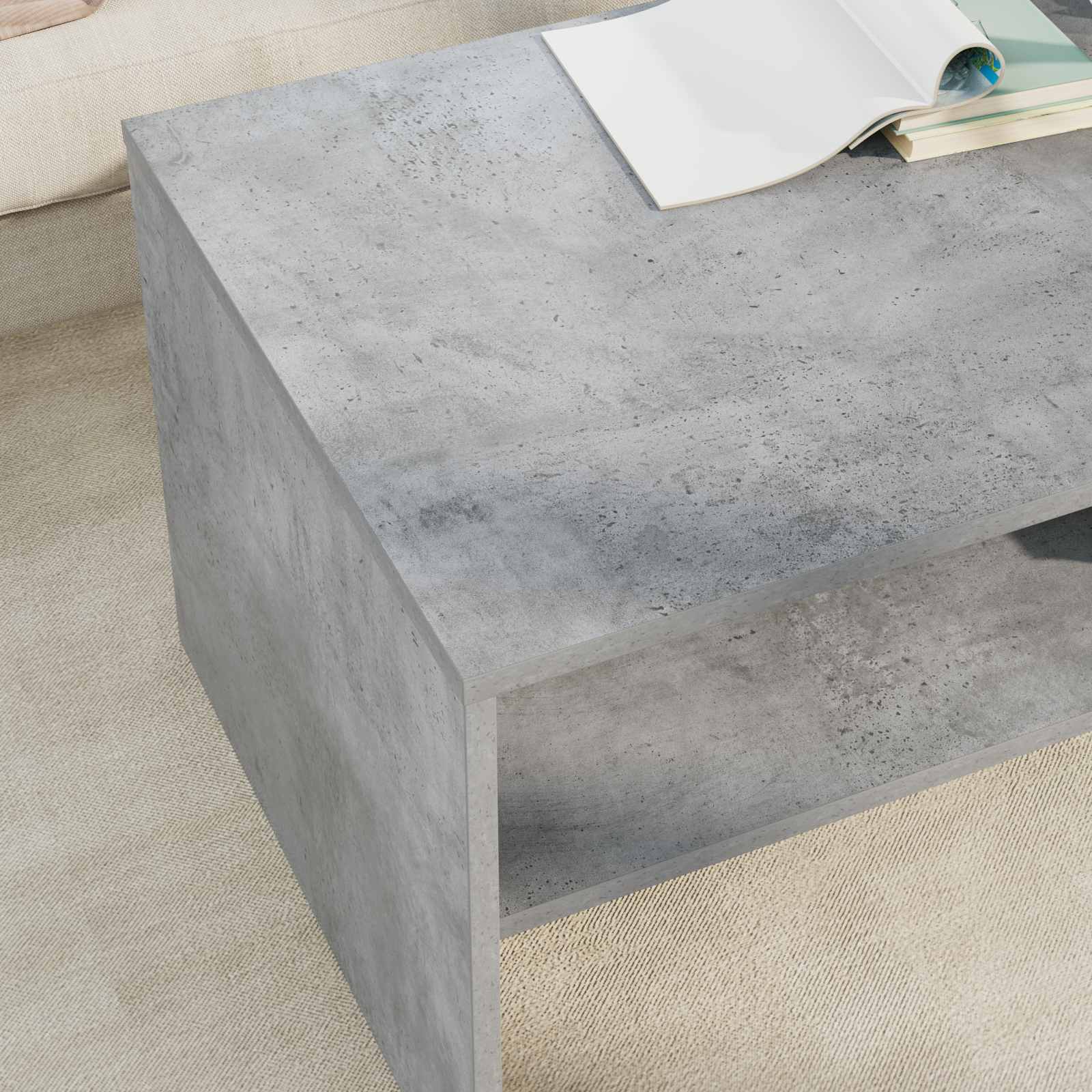 Kaffebord Betonggrå 100 x 50 x 40 cm Konstruert tre vidaXL