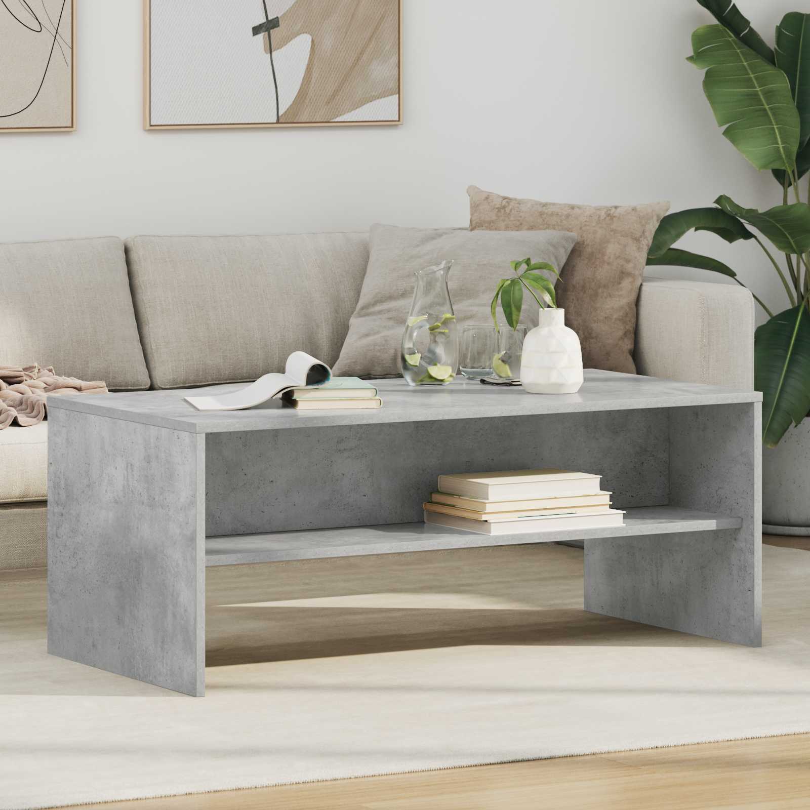 Kaffebord Betonggrå 100 x 50 x 40 cm Konstruert tre vidaXL