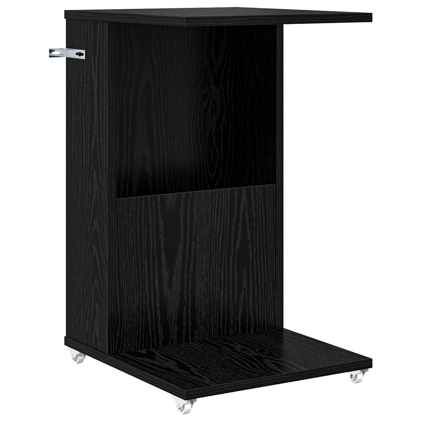 Sidetabell med hjul Svart Eik 40 x 35 x 60 cm Konstruert tre