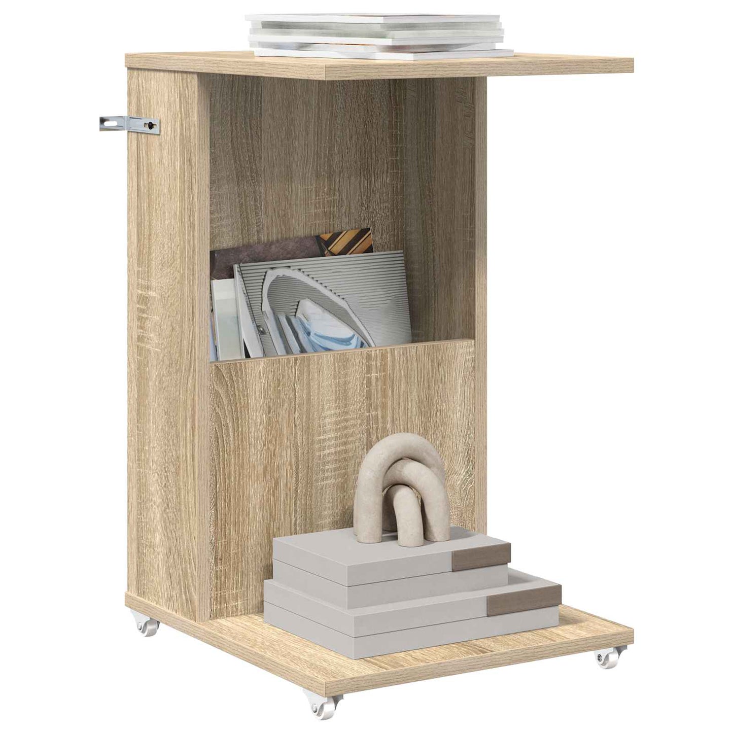 Sidetabell med hjul Sonoma eik 40 x 35 x 60 cm Konstruert tre