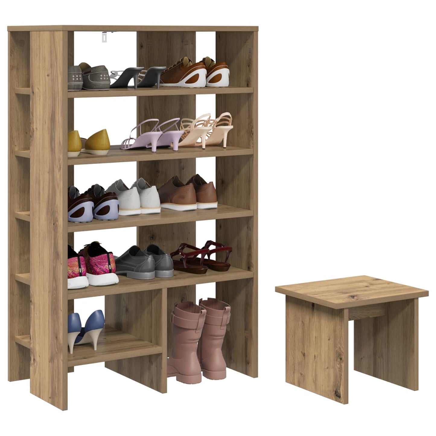 Sko Skap med hylle med lagring 2 pcs Artisan Eik Konstruert tre