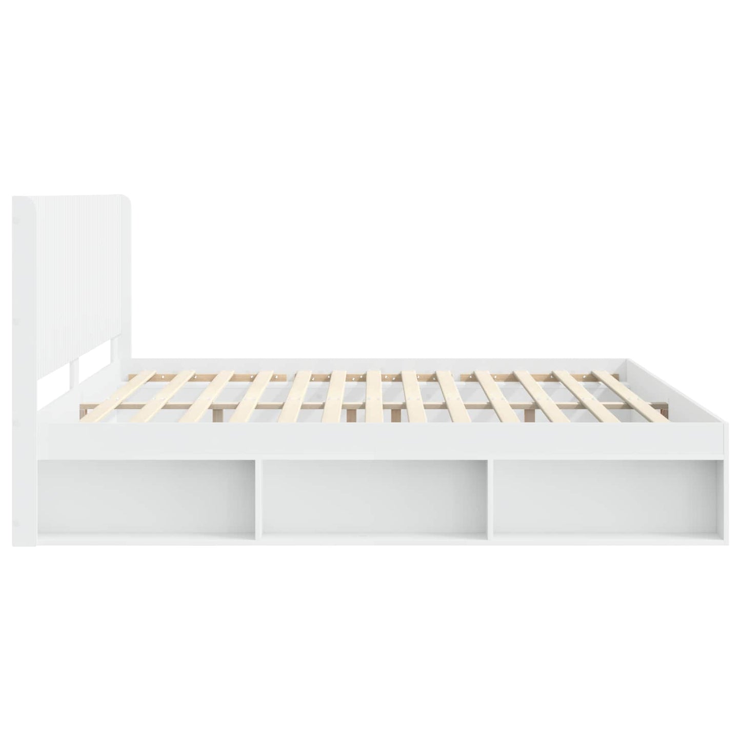 Sengramme med oppbevaring og hodegavl Hvit 200 x 200 cm