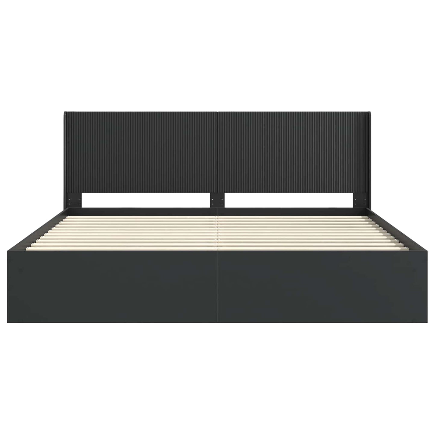 Sengramme med oppbevaring og hodegavl Svart 200 x 200 cm