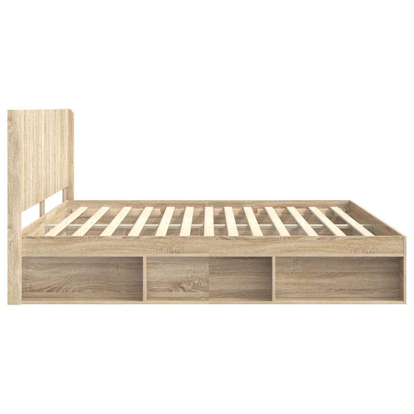 Sengramme med oppbevaring og hodegavl Sonoma eik 200 x 200 cm