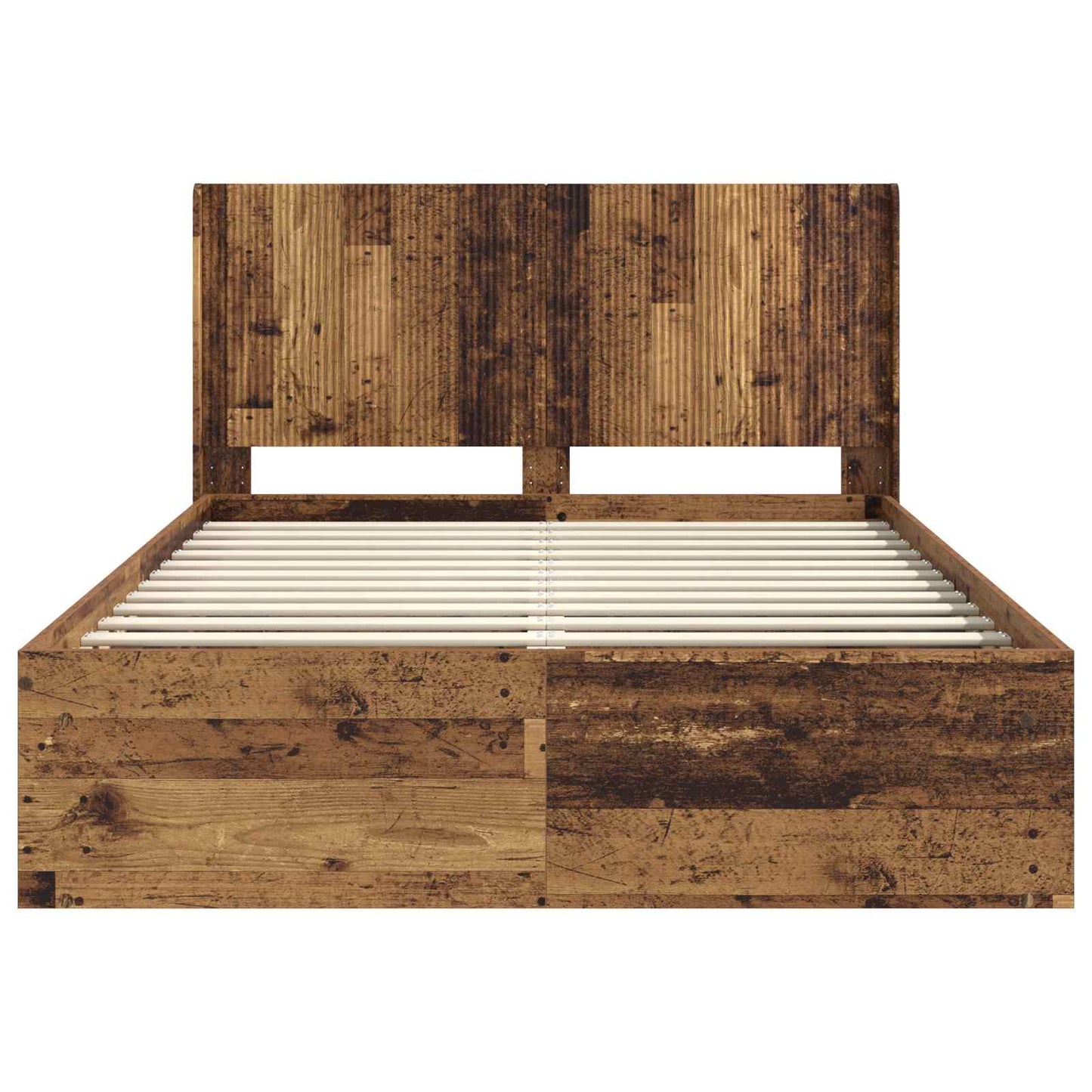 Sengramme med oppbevaring og hodegavl Gammelt tre 135 x 190 cm