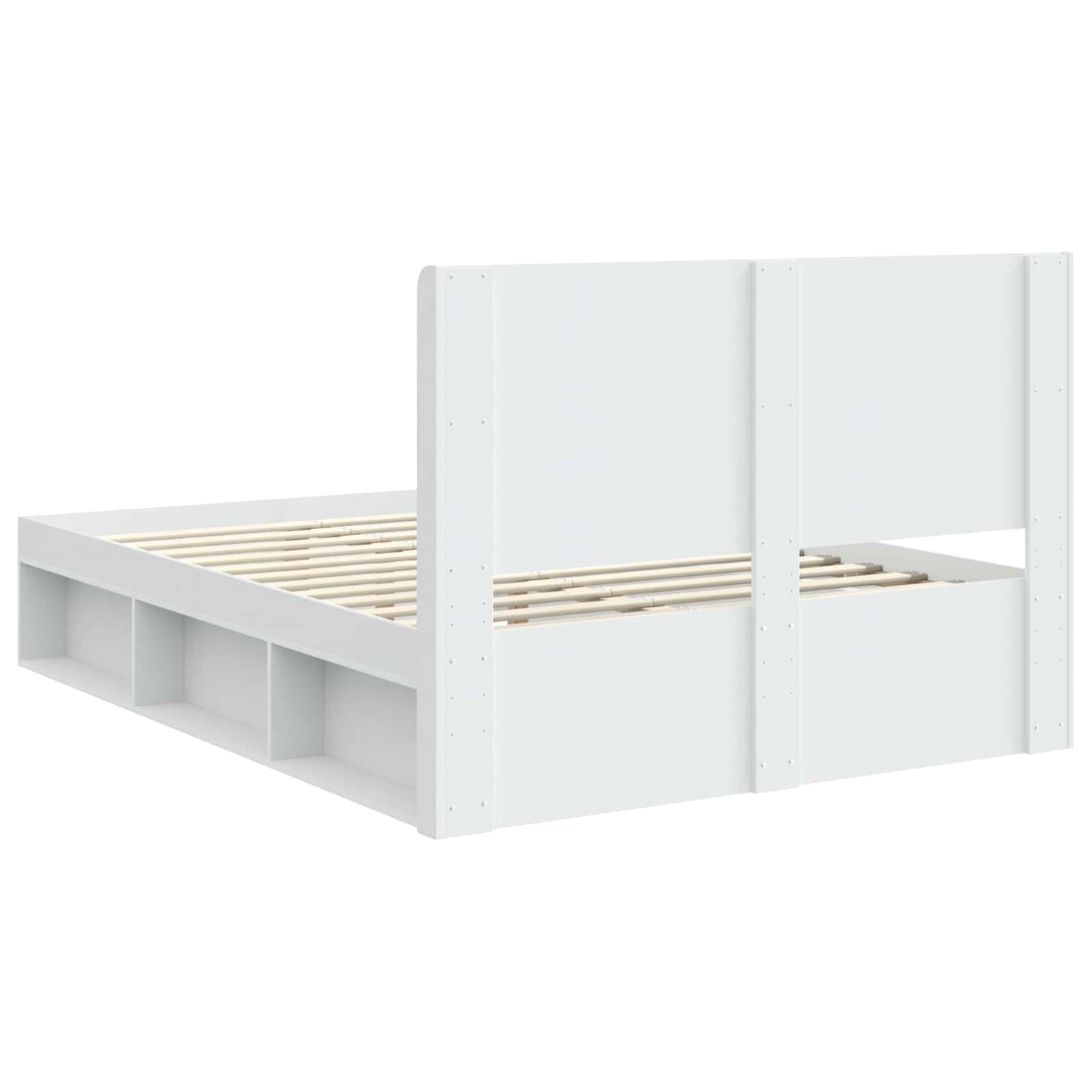 Sengramme med oppbevaring og hodegavl Hvit 120 x 200 cm