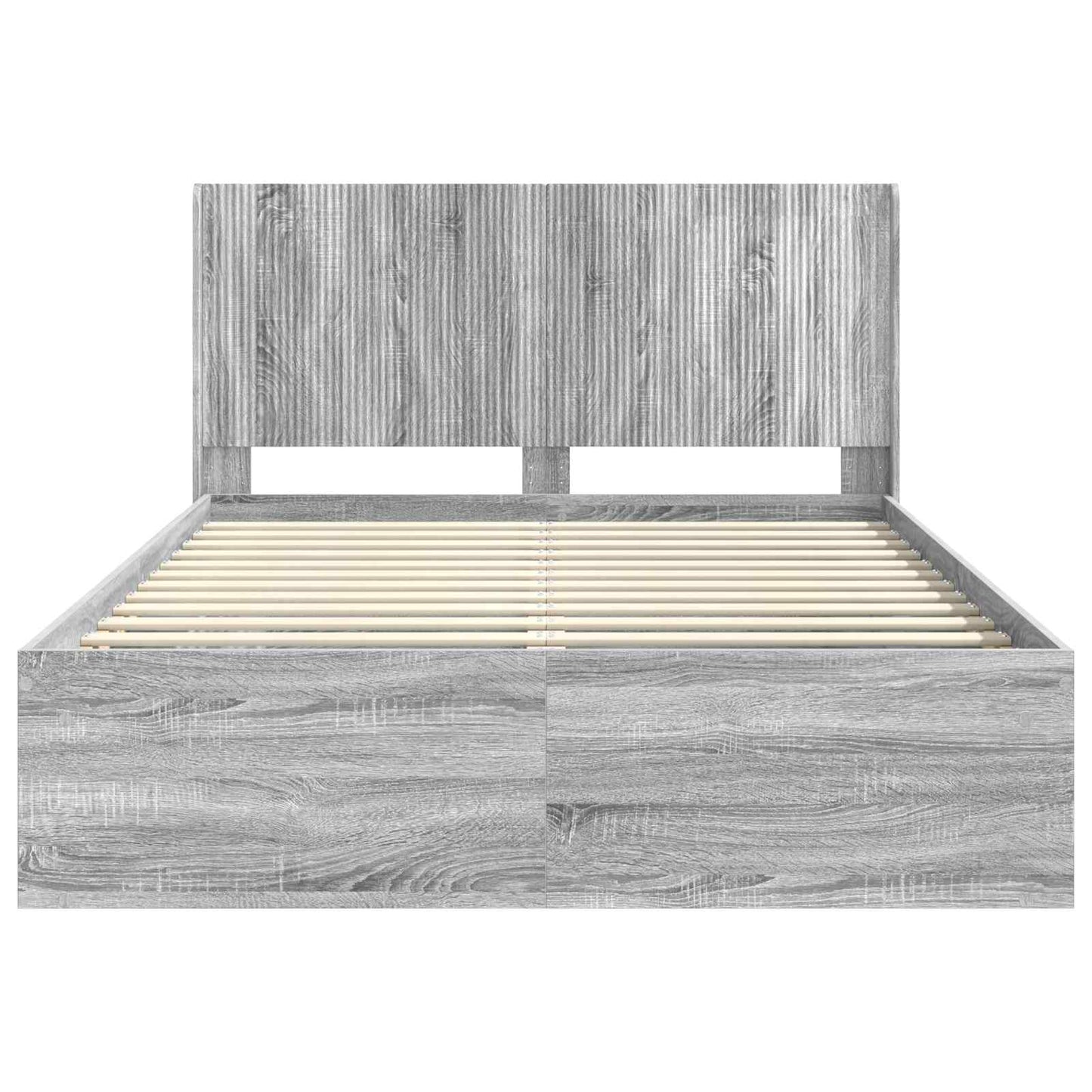 Sengramme med oppbevaring og hodegavl Grå Sonoma 120 x 200 cm