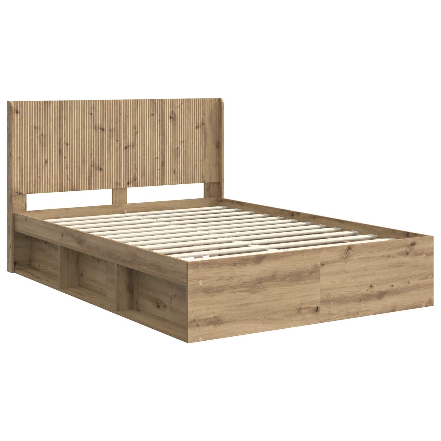 Sengramme med oppbevaring og hodegavl Artisan eik 120 x 190 cm