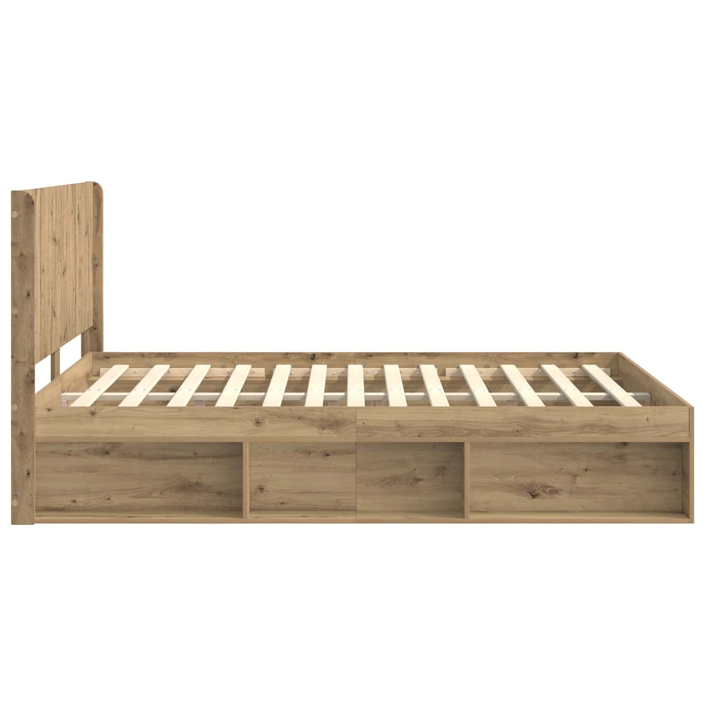 Sengramme med oppbevaring og hodegavl Artisan eik 120 x 190 cm