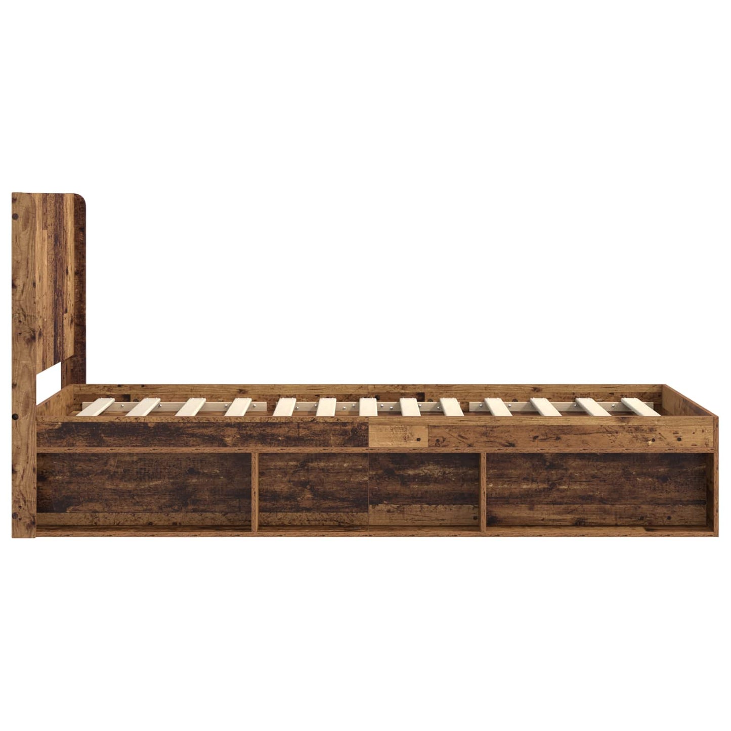 Sengramme med oppbevaring og hodegavl Gammelt tre 100 x 200 cm