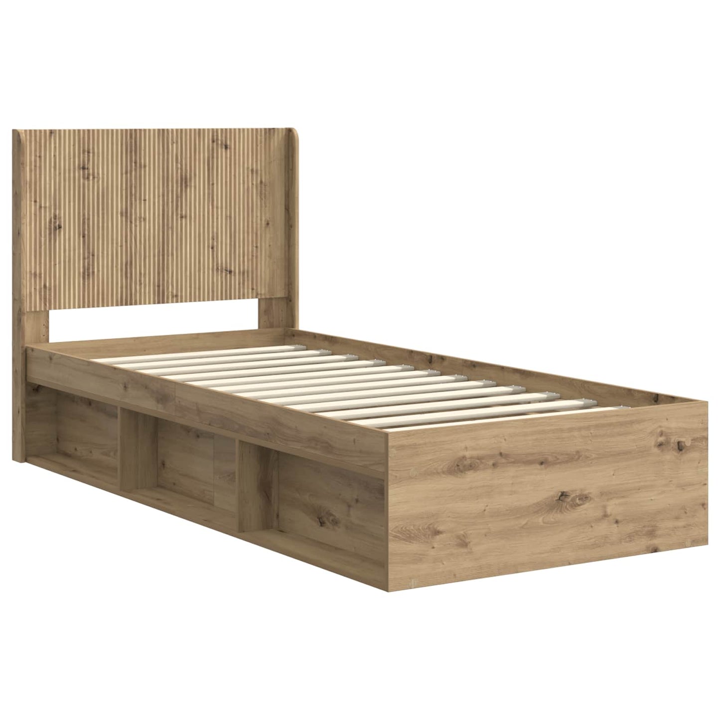 Sengramme med oppbevaring og hodegavl Artisan eik 100 x 200 cm