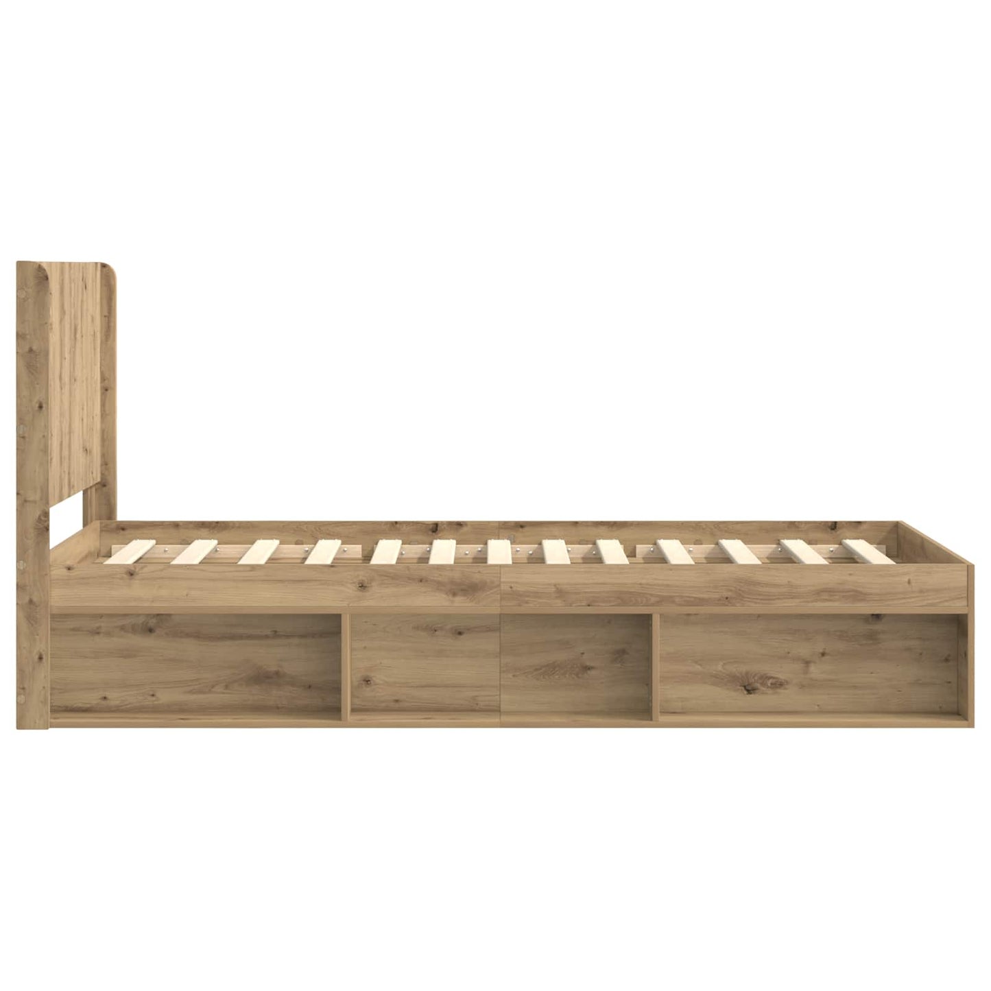 Sengramme med oppbevaring og hodegavl Artisan eik 100 x 200 cm