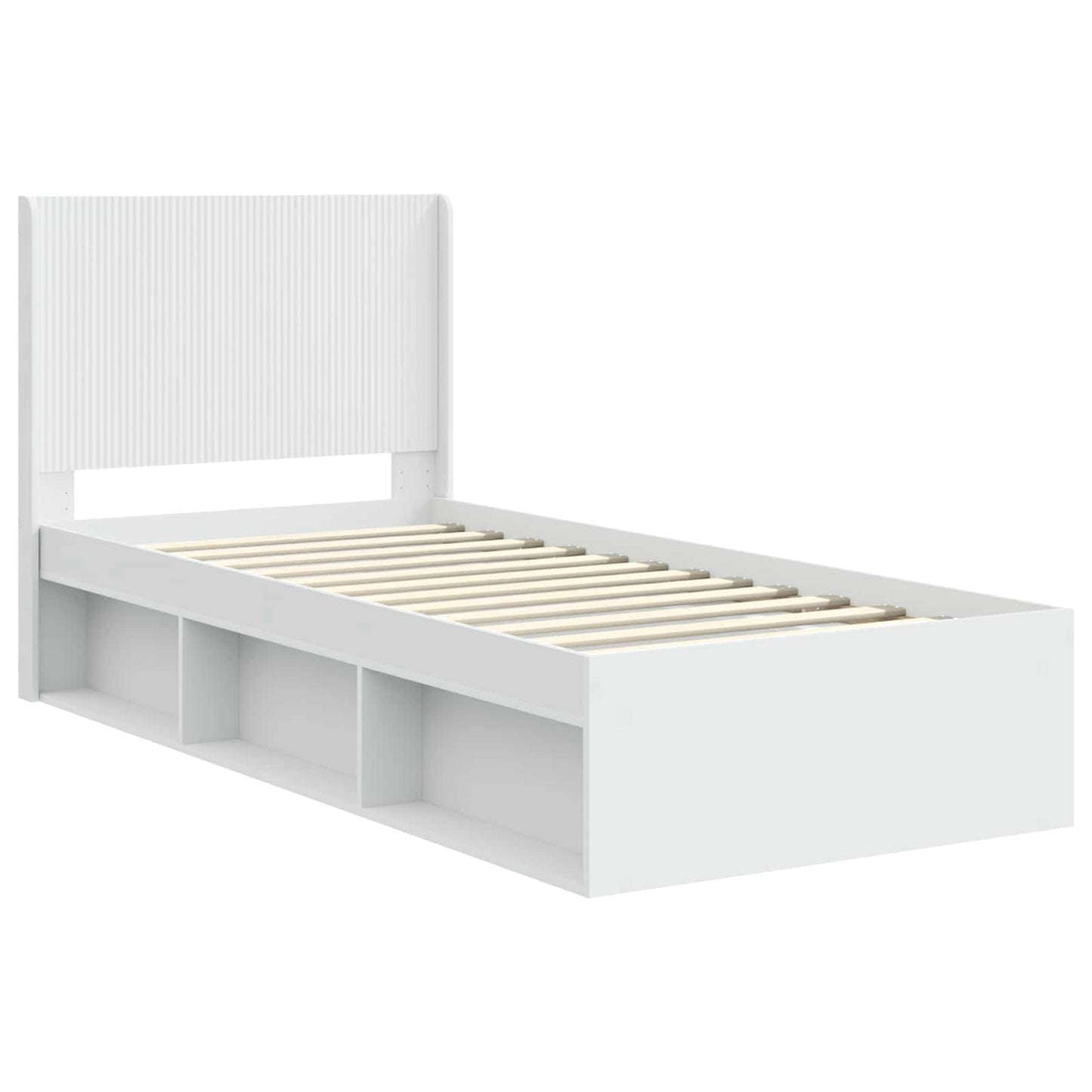 Sengramme med oppbevaring og hodegavl Hvit 90 x 200 cm