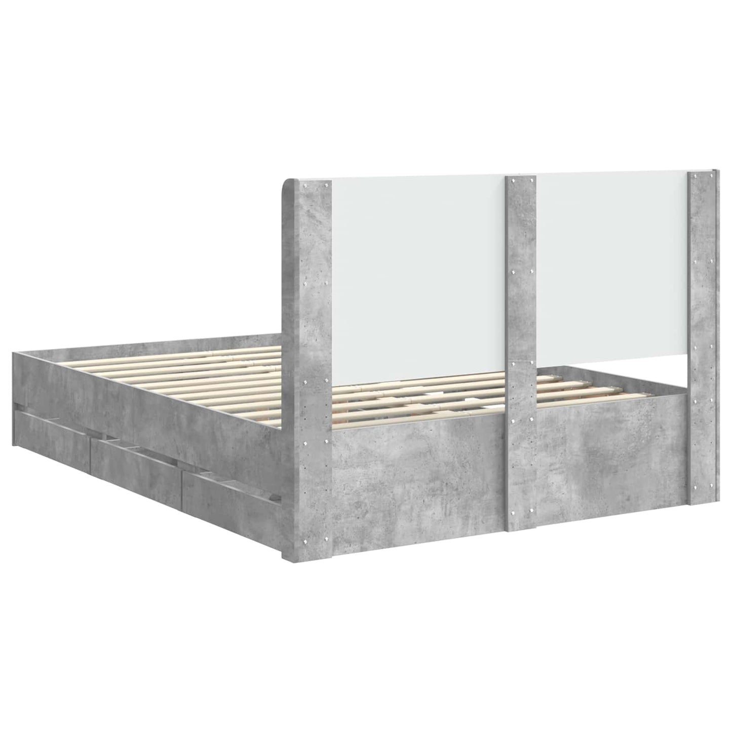 Sengramme med oppbevaring og hodegavl Betonggrå 150 x 200 cm