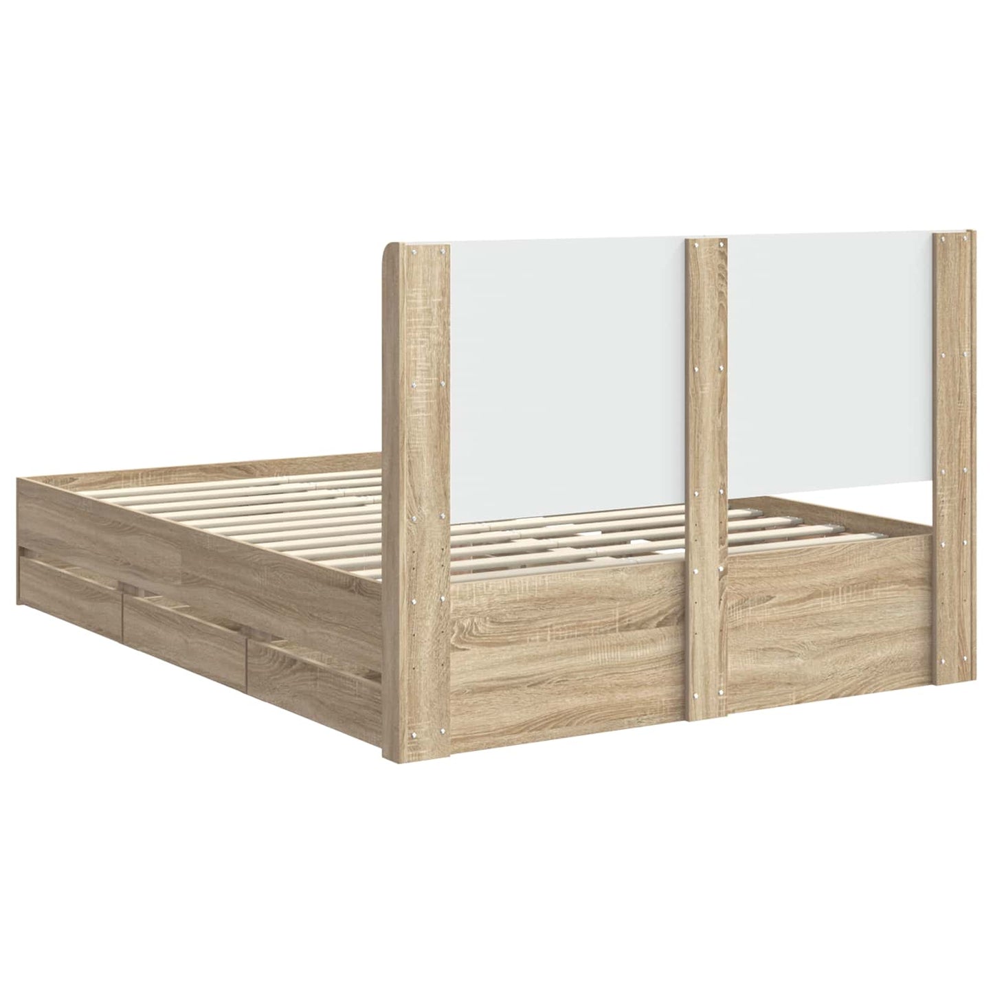 Sengramme med oppbevaring og hodegavl Sonoma eik 140 x 200 cm