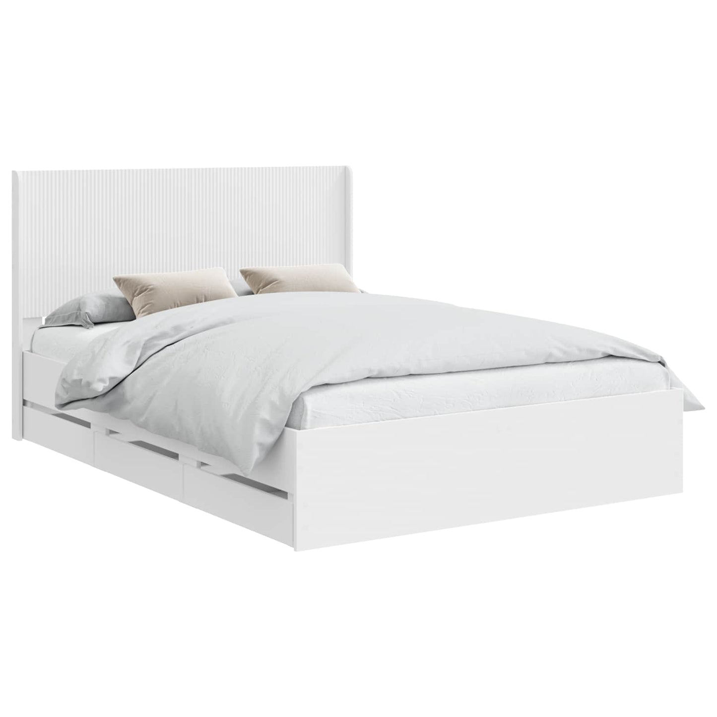 Sengramme med oppbevaring og hodegavl Hvit 140 x 190 cm