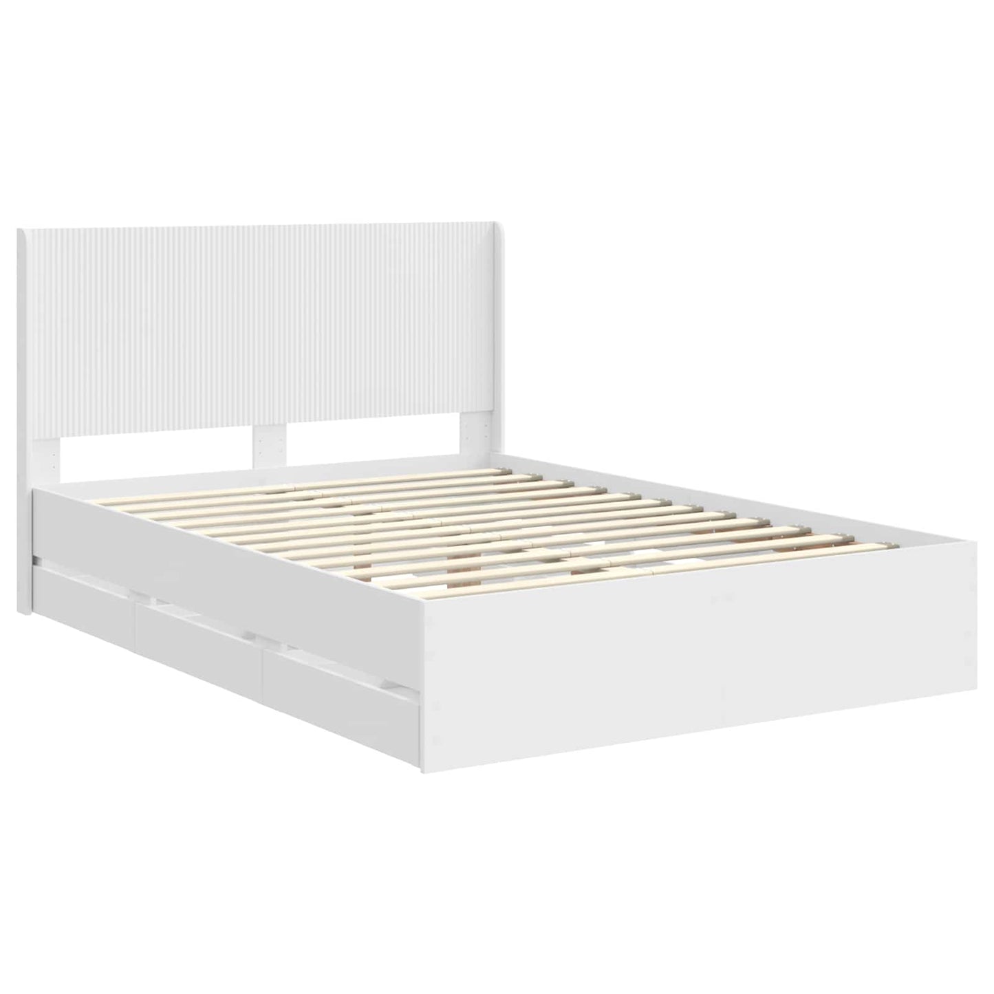 Sengramme med oppbevaring og hodegavl Hvit 140 x 190 cm