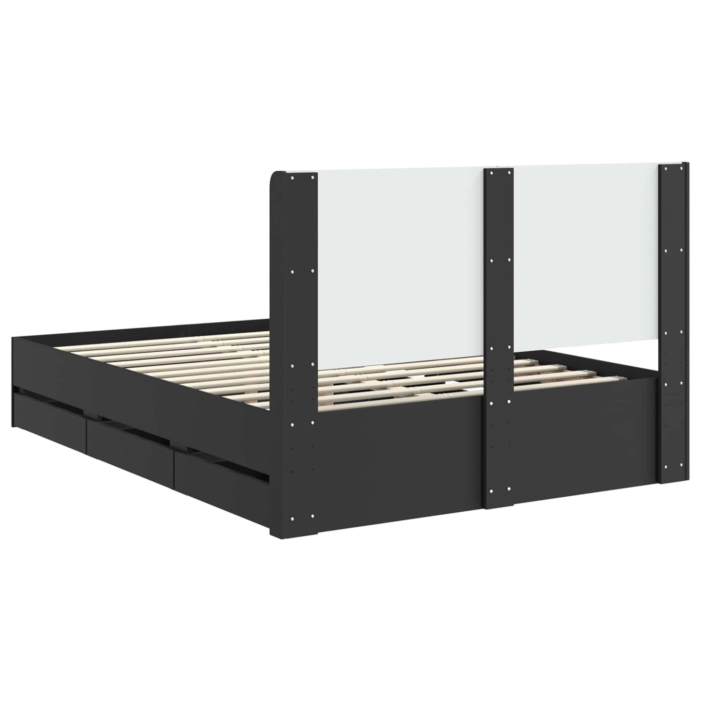 Sengramme med oppbevaring og hodegavl Svart 140 x 190 cm