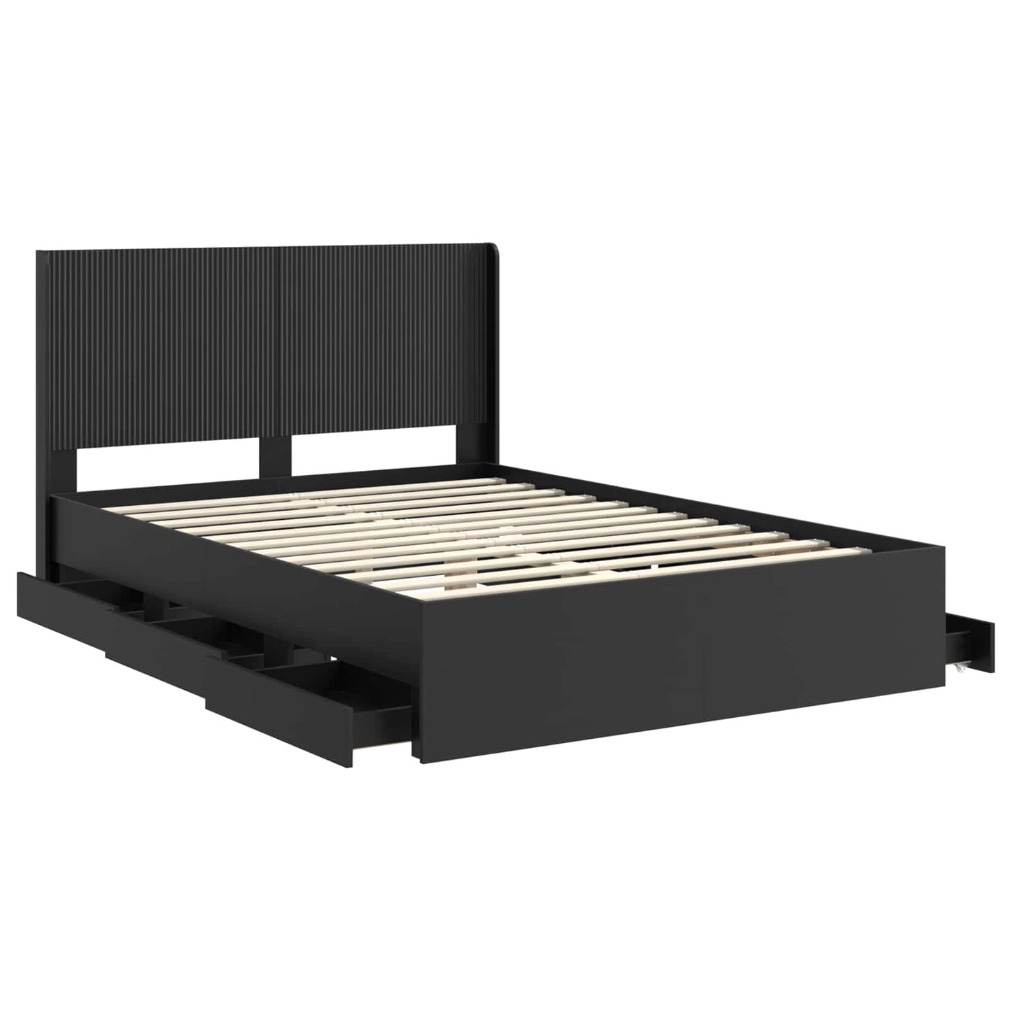 Sengramme med oppbevaring og hodegavl Svart 120 x 190 cm
