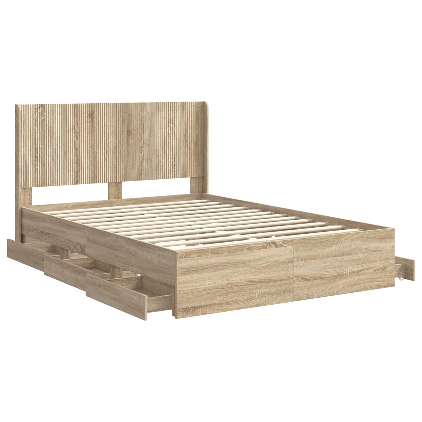 Sengramme med oppbevaring og hodegavl Sonoma eik 120 x 190 cm