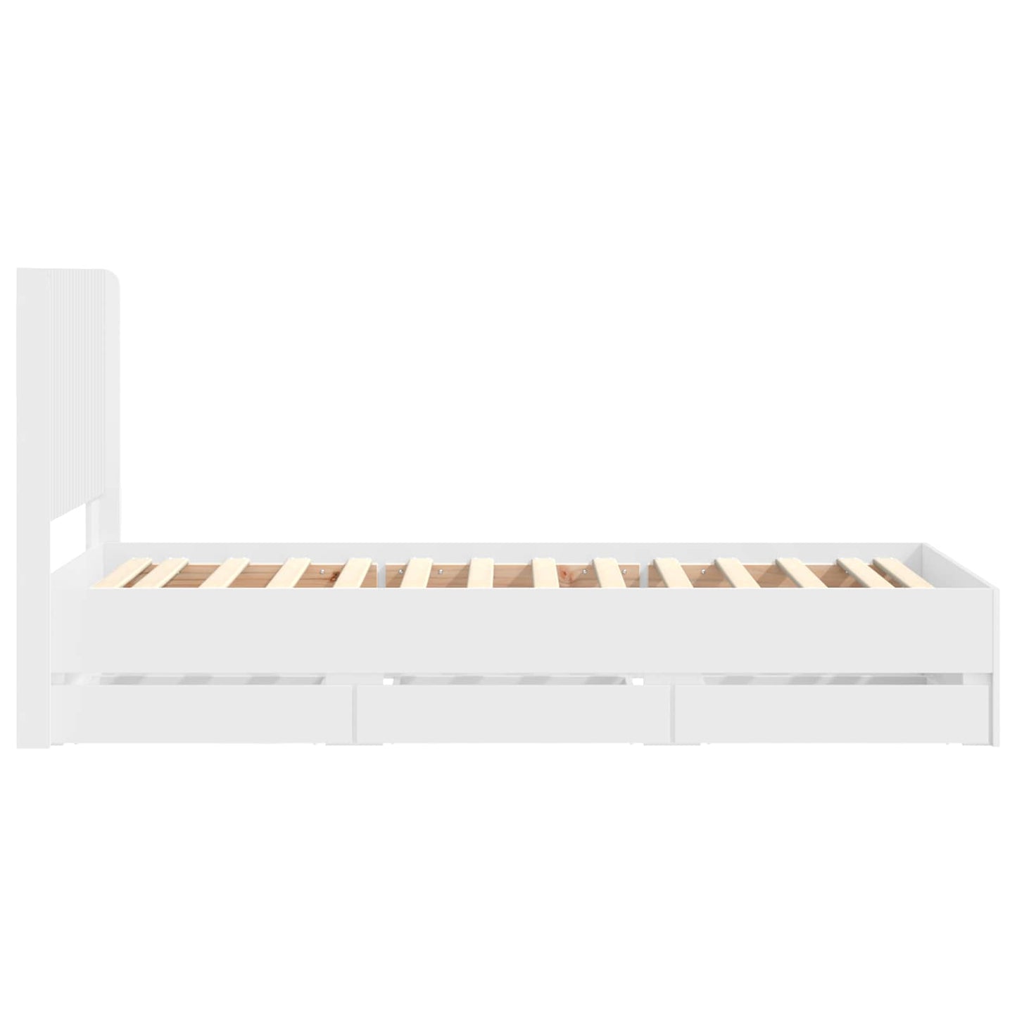 Sengramme med oppbevaring og hodegavl Hvit 100 x 200 cm