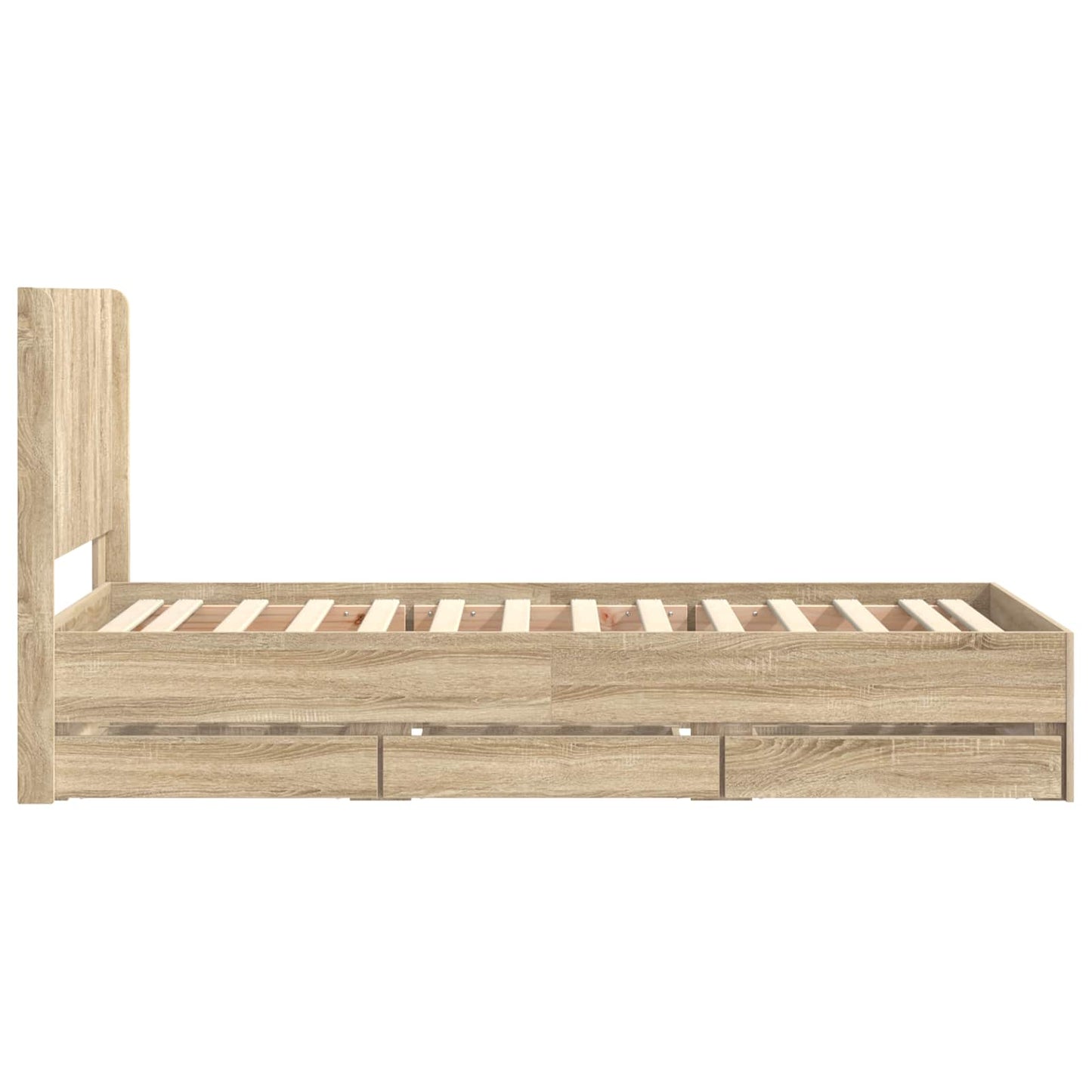 Sengramme med oppbevaring og hodegavl Sonoma eik 100 x 200 cm