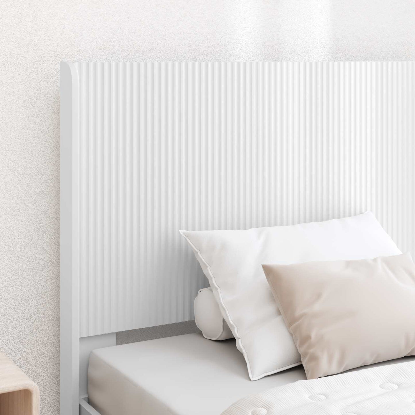 Sengramme med oppbevaring og hodegavl Hvit 90 x 200 cm