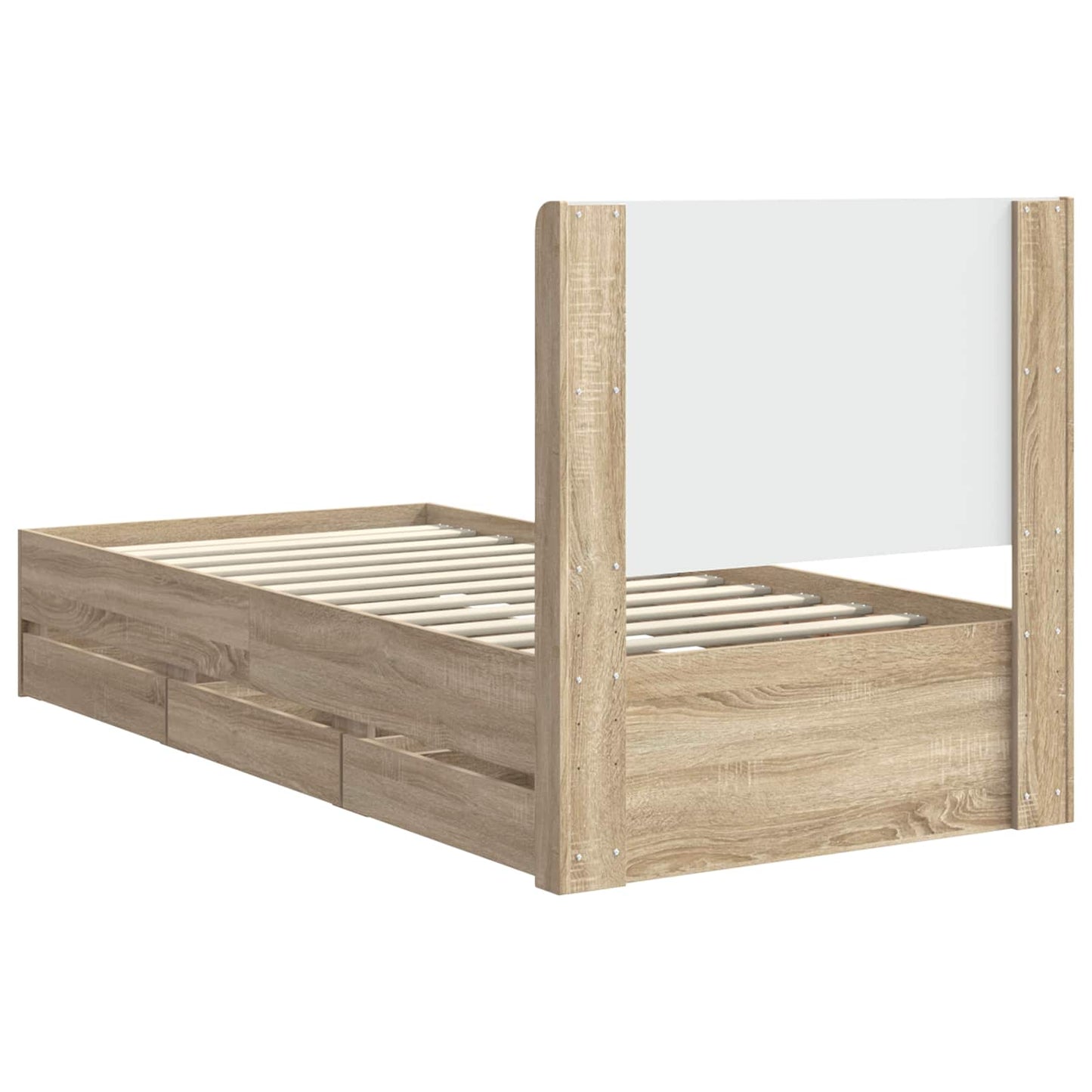 Sengramme med oppbevaring og hodegavl Sonoma eik 75 x 190 cm