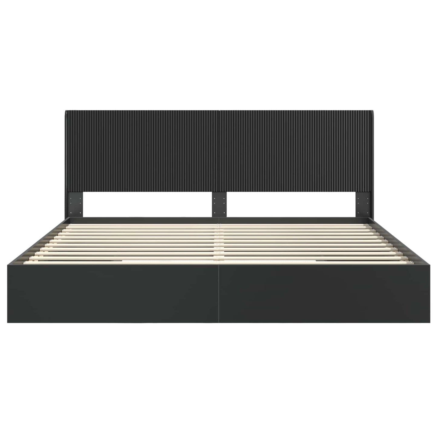 Sengramme med oppbevaring og hodegavl Svart 200 x 200 cm
